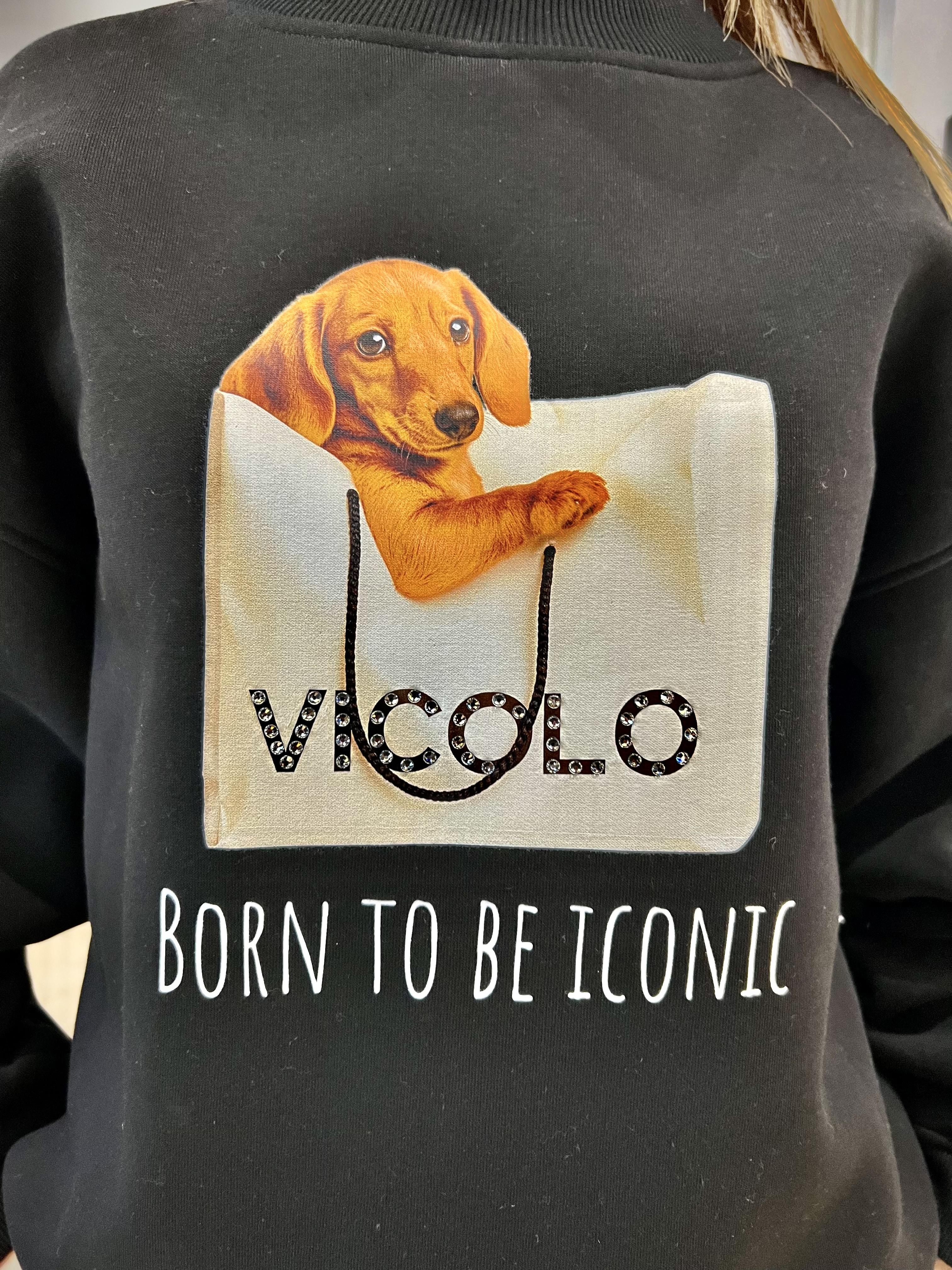 felpa con stampa cani vicolo RF0579NERO VICOLO