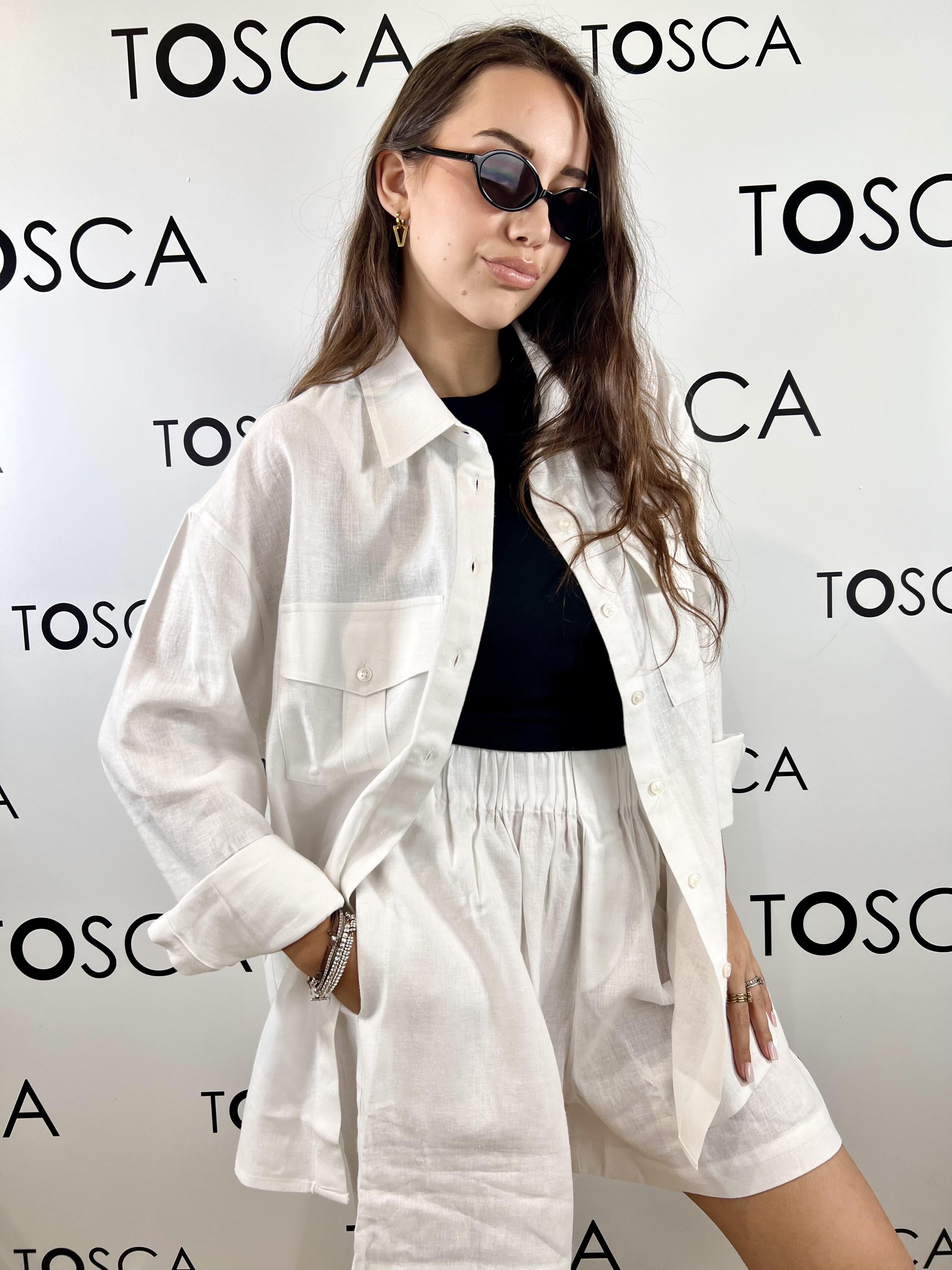 camicia in lino con tasche hinnominate