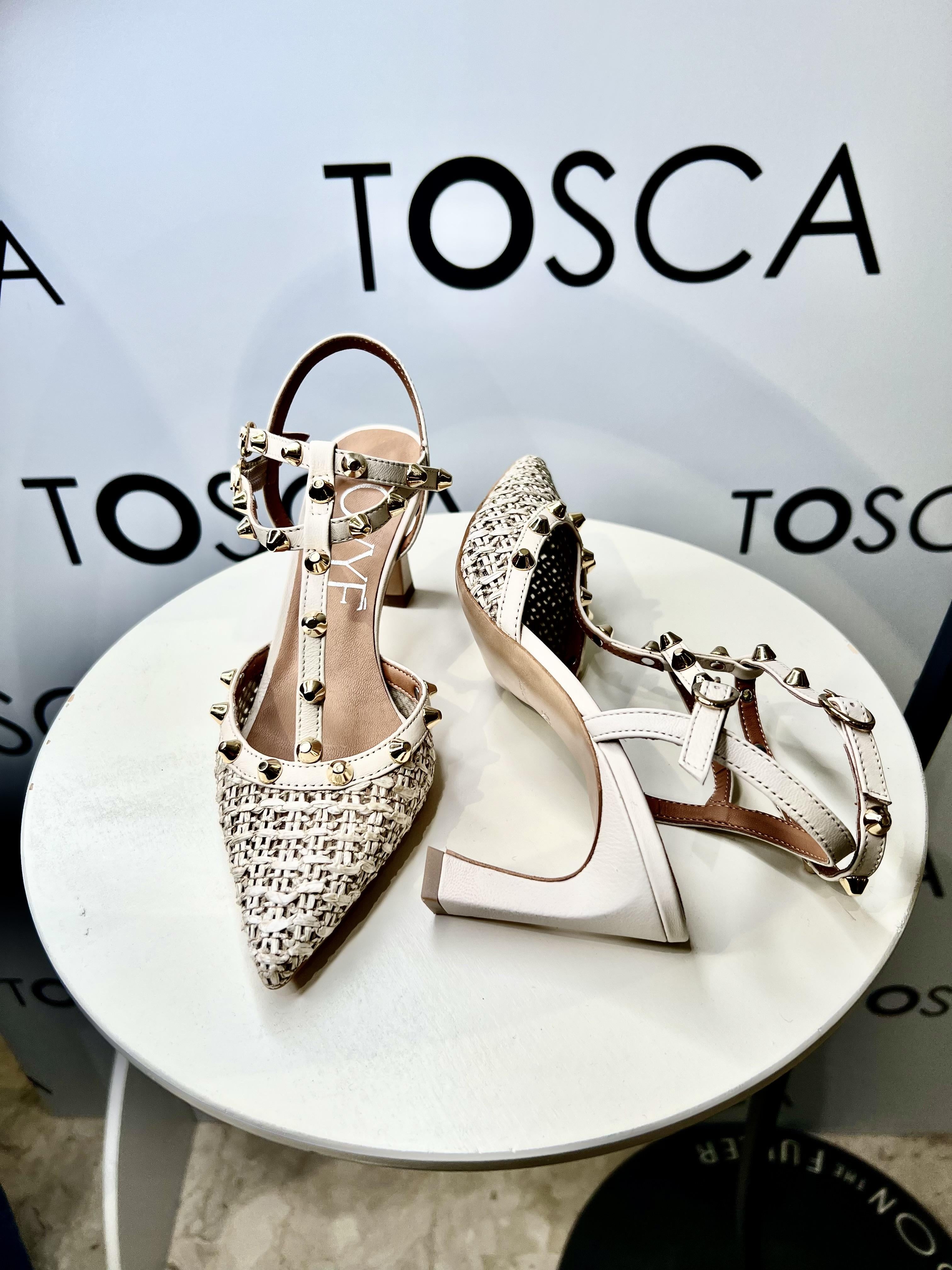 slingback in in rafia e borchie AMR1310BEIGE OVYÈ