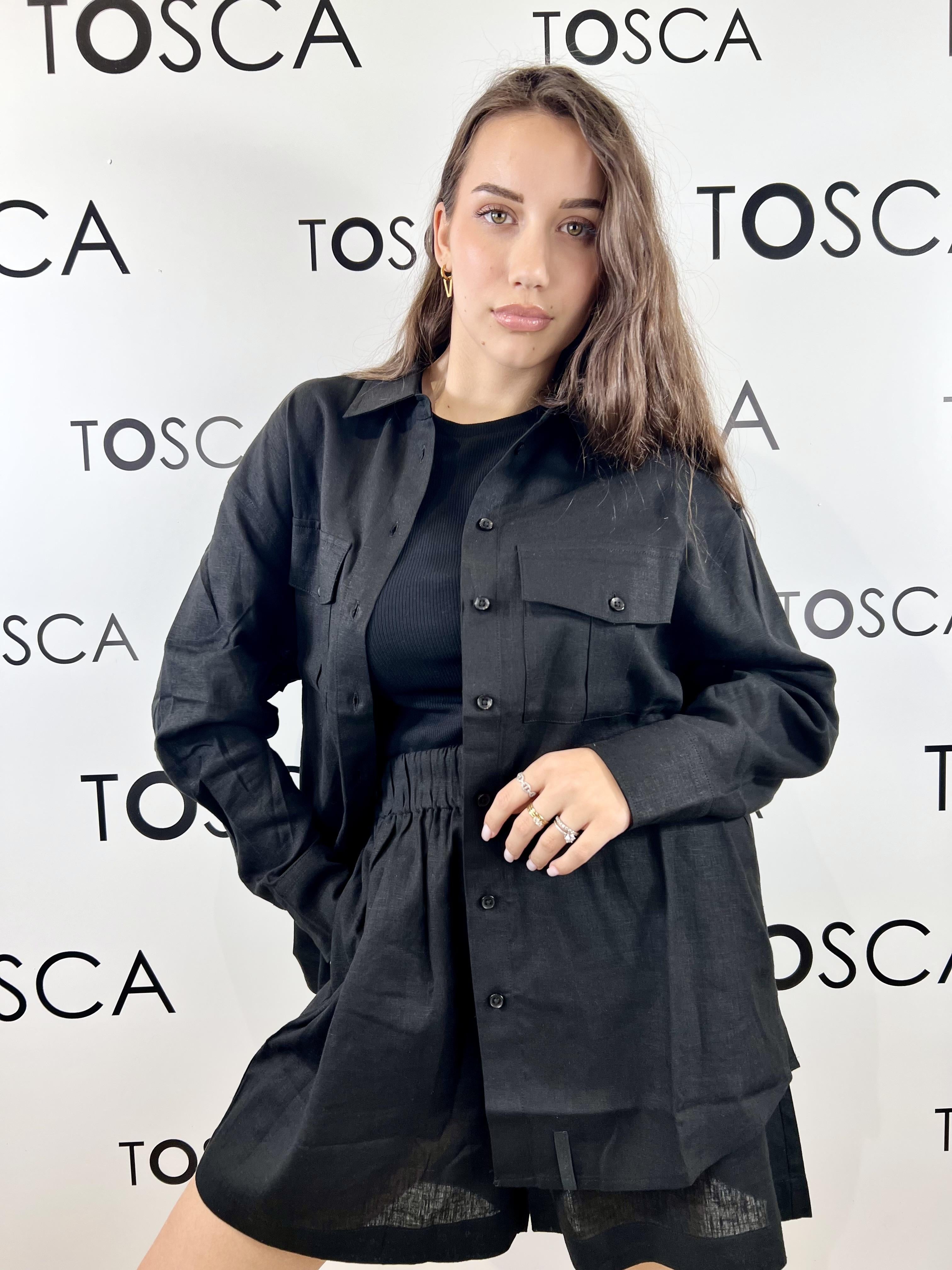 camicia in lino con tasche hinnominate