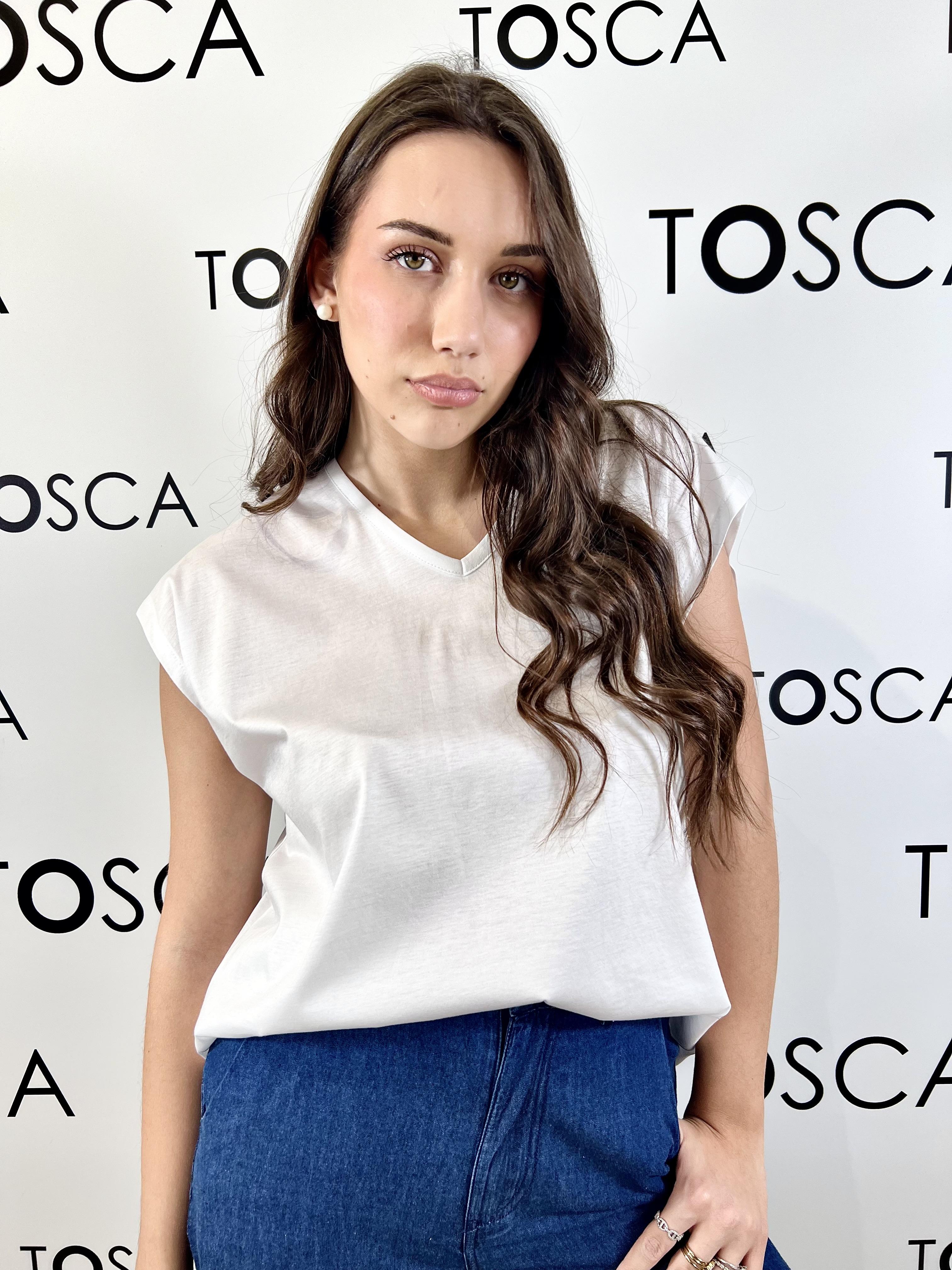 maglia scollo a v filo di scozia white wise
