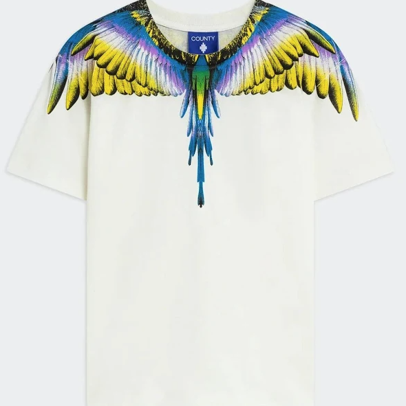 jersey t-shirt stampa aquila F5CAMATH029CREMA COUNTY OF MILAN MARCELO BURLON