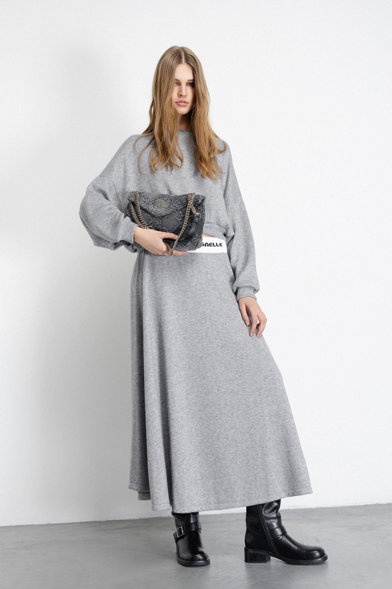 felpa paricollo in maglia con personalizzazione GAABW07655TMTM0019GRIGIO GAELLE