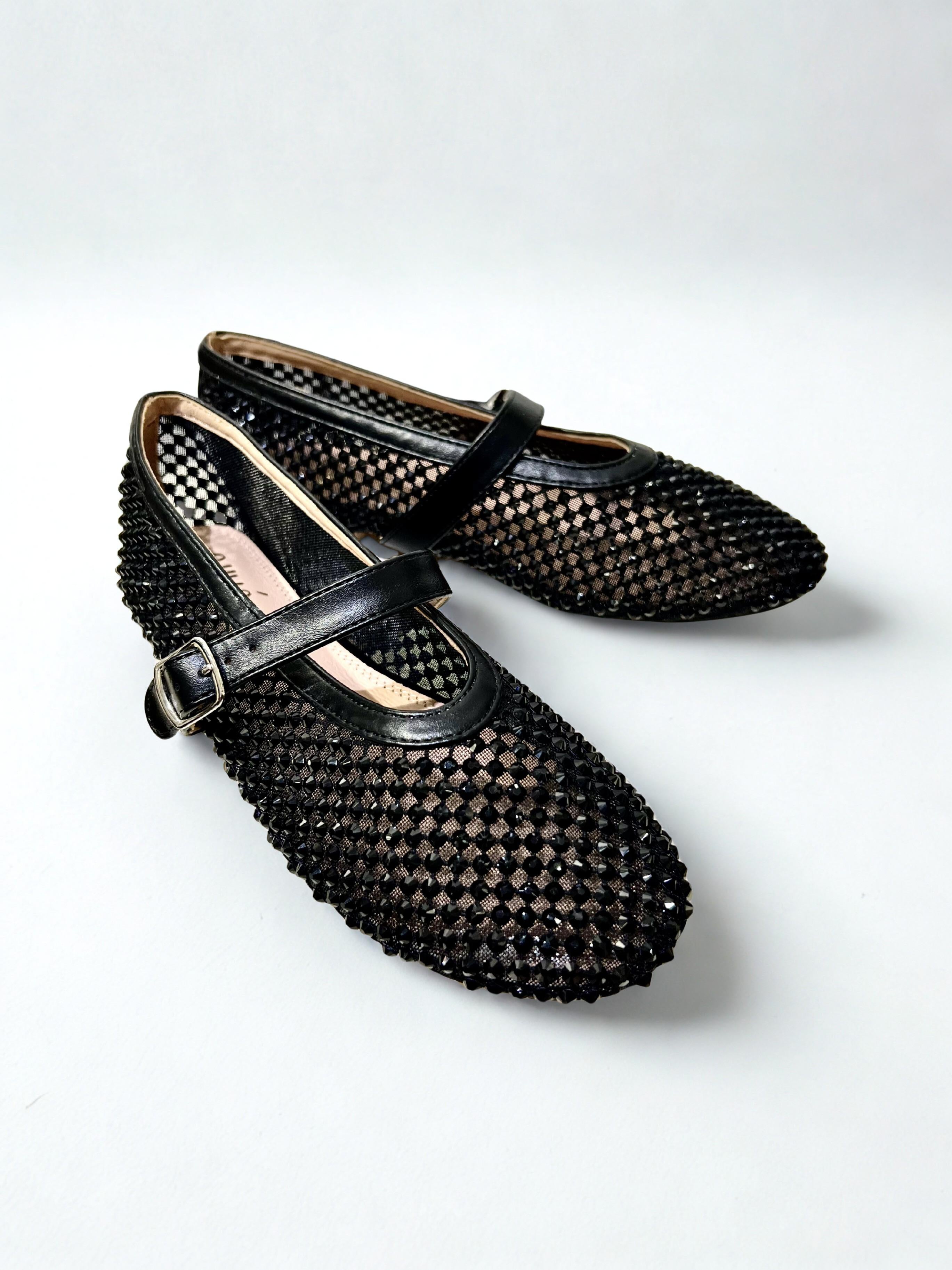 ballerine con strass GD398NERO OVYÈ