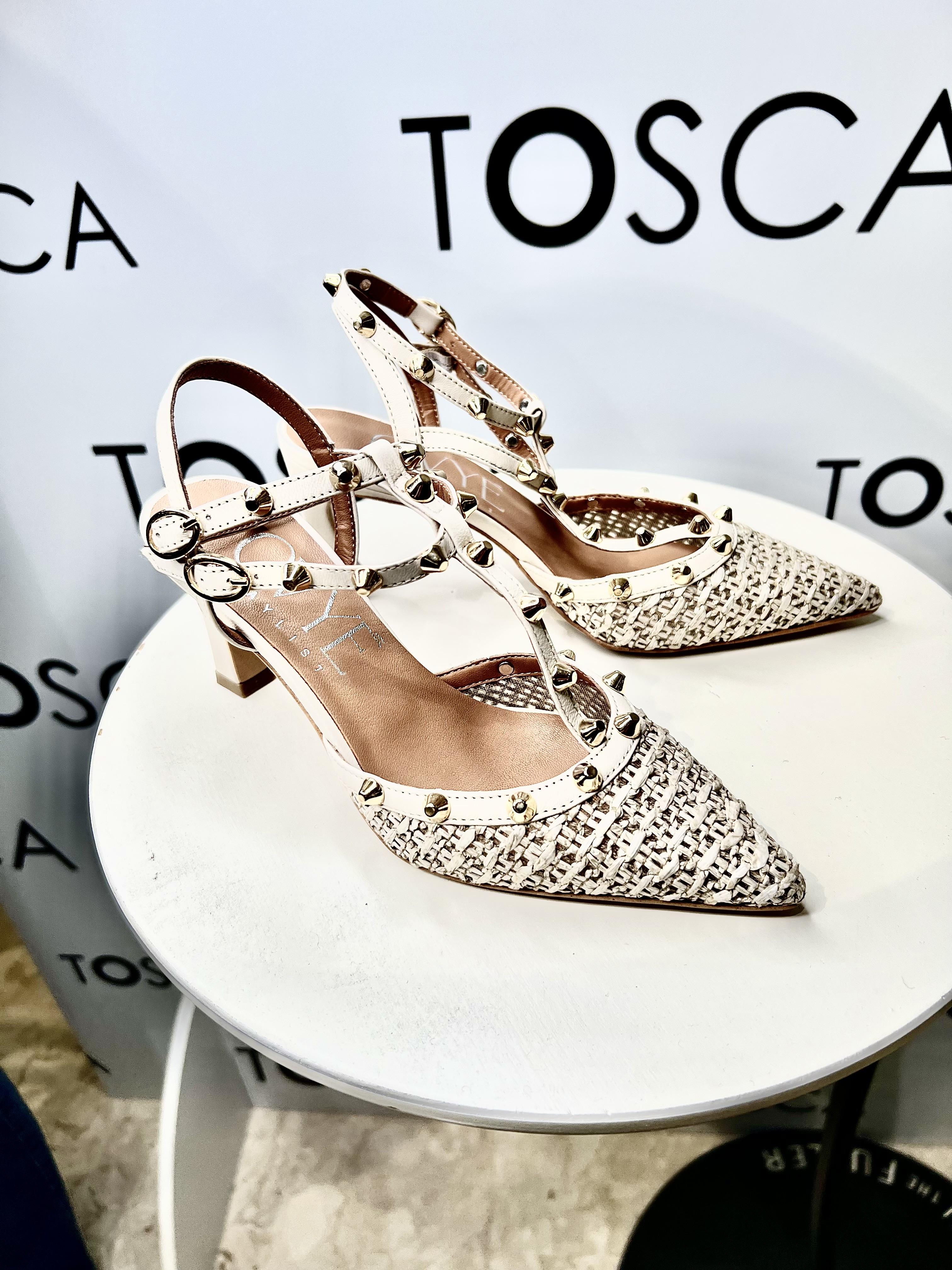 slingback in in rafia e borchie AMR1310BEIGE OVYÈ