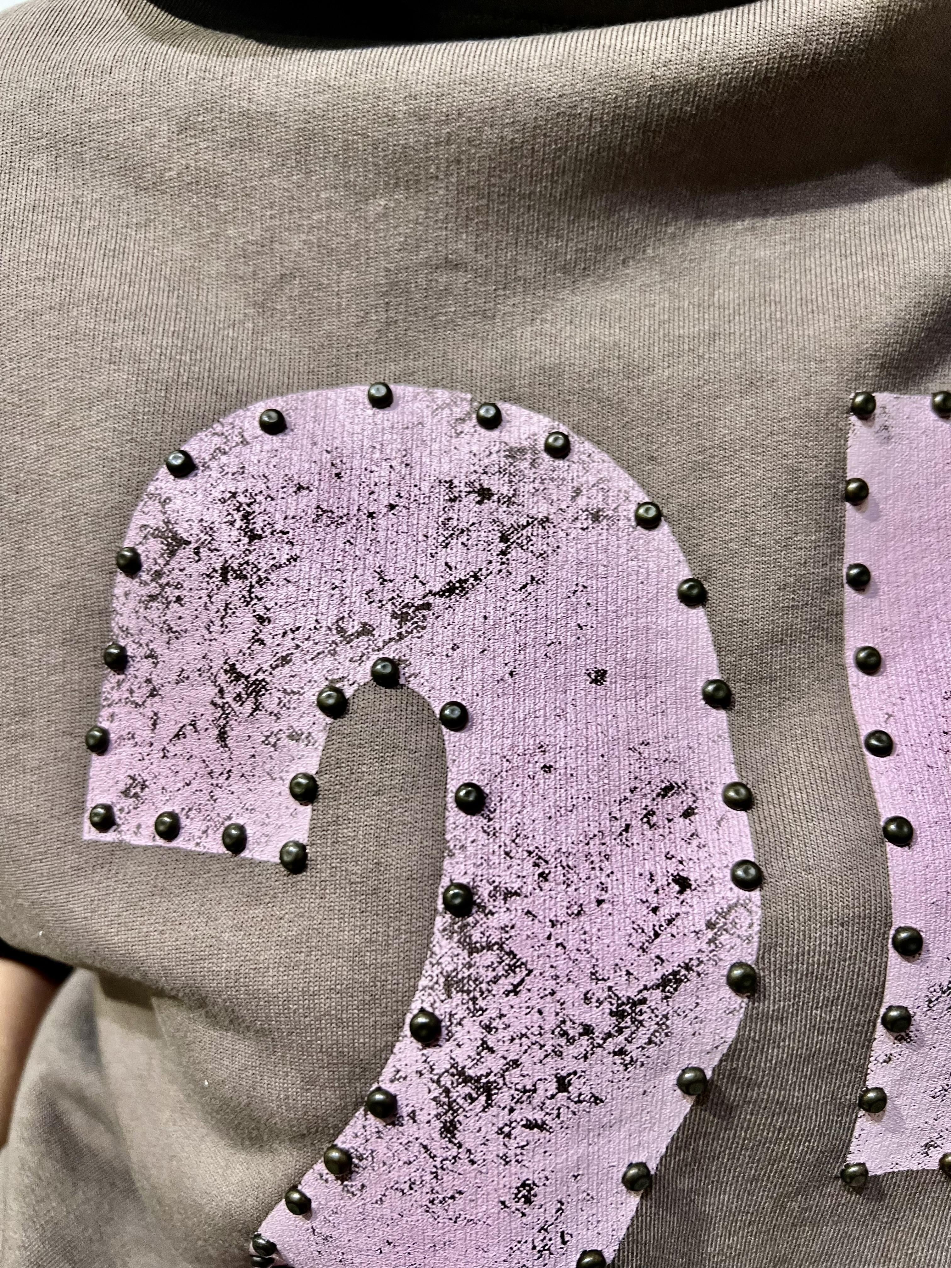 felpa numero e borchie souvenir S38M0533MARRONE SOUVENIR