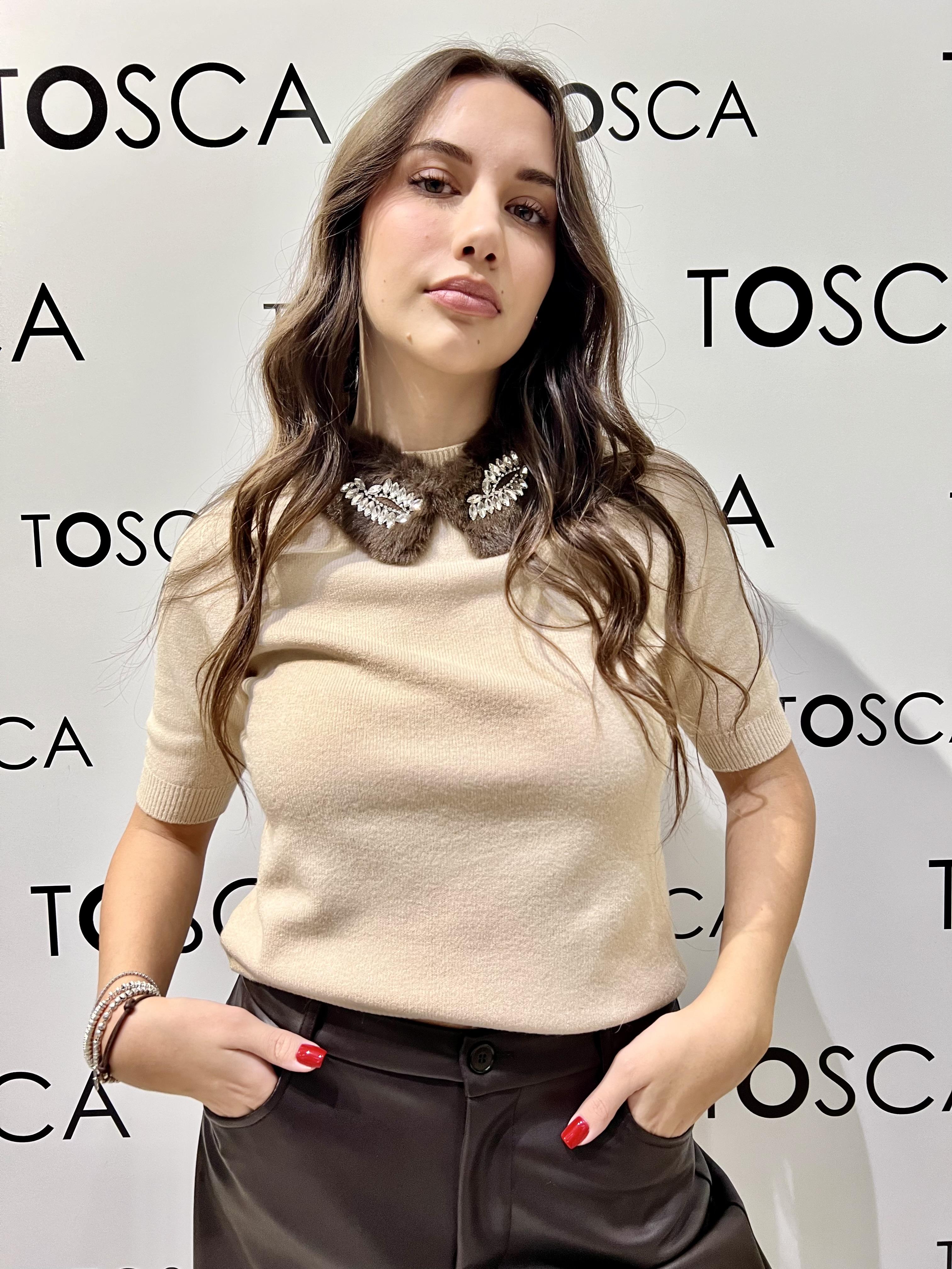 maglia con colletto in eco fur angela davis RI9PA66BEIGE ANGELA DAVIS