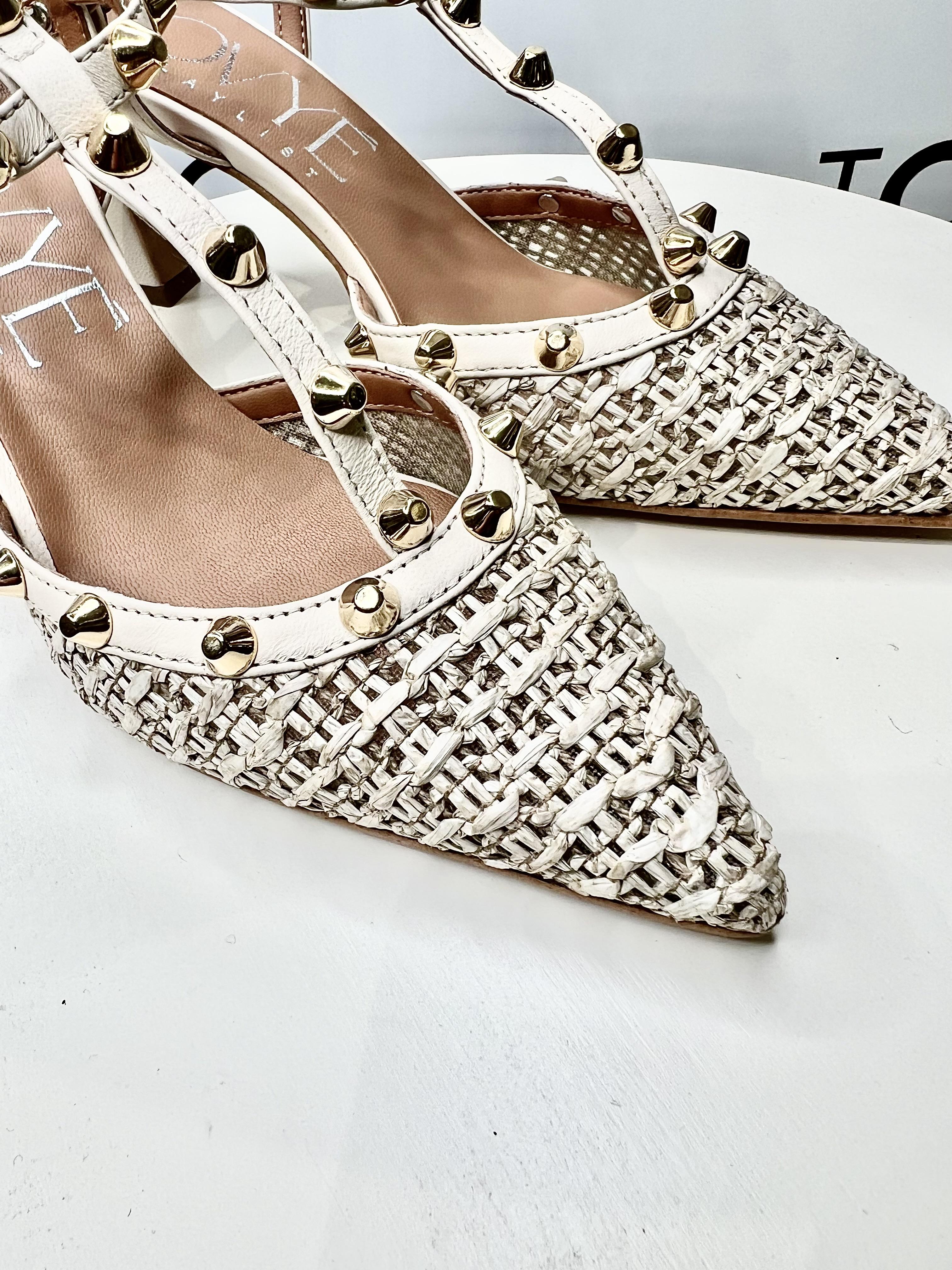 slingback in in rafia e borchie AMR1310BEIGE OVYÈ