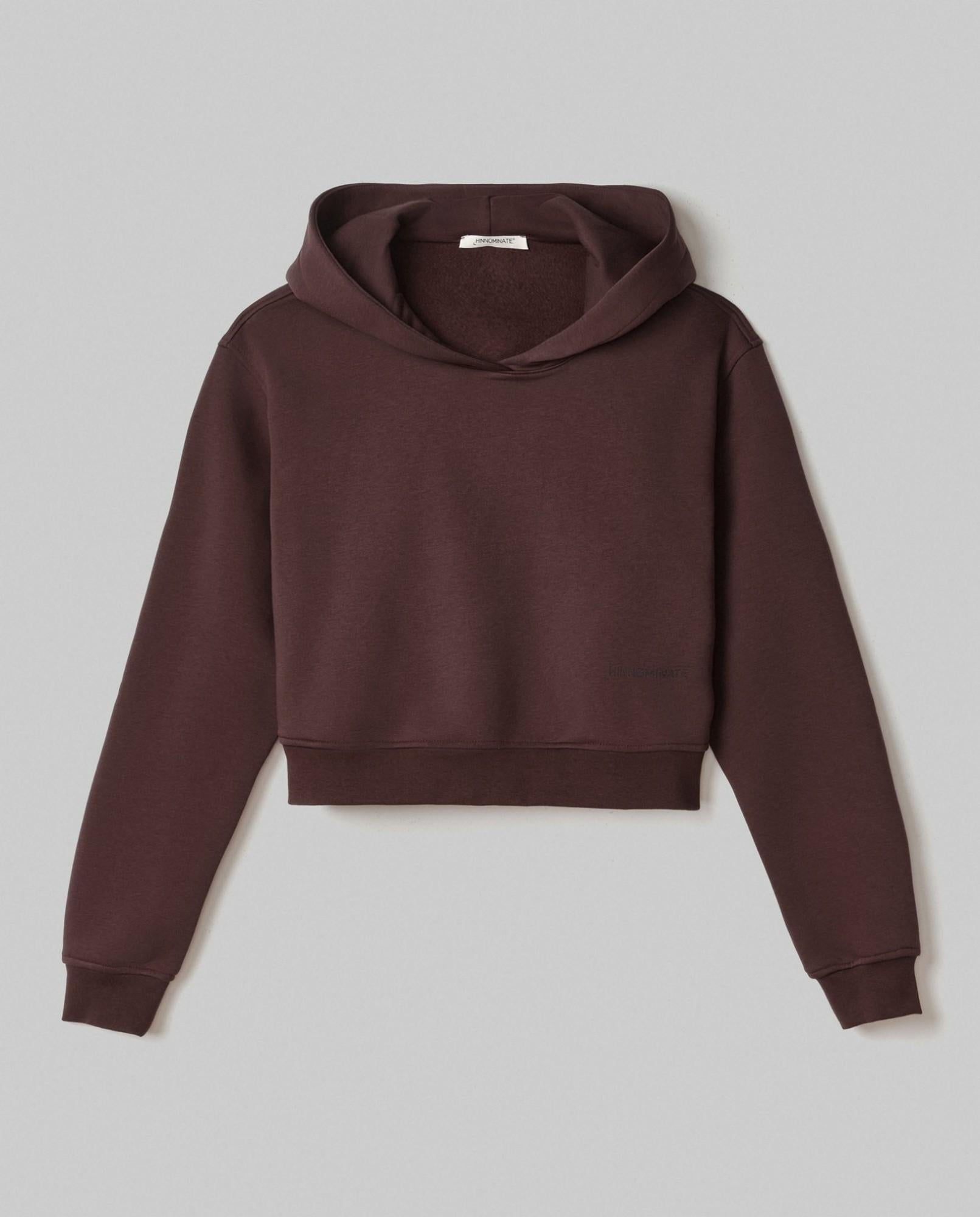 felpa corta cappuccio basica HMABW01935TMTF0012MARRONE HINNOMINATE