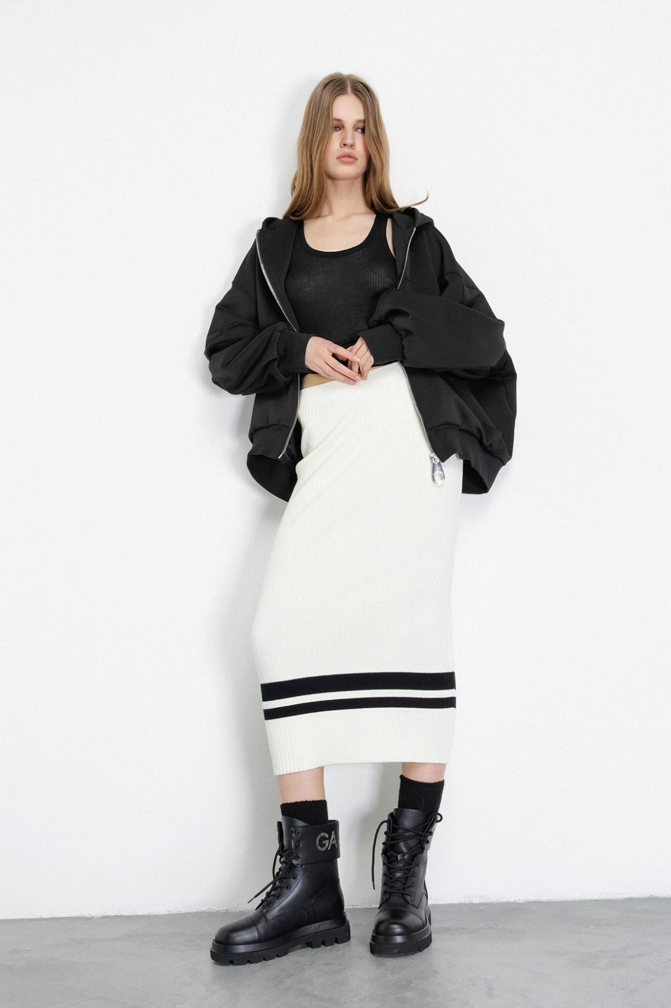 gonna midi in maglieria off white gaëlle paris GAABW07166TMTP0022OFF-WHITE GAELLE