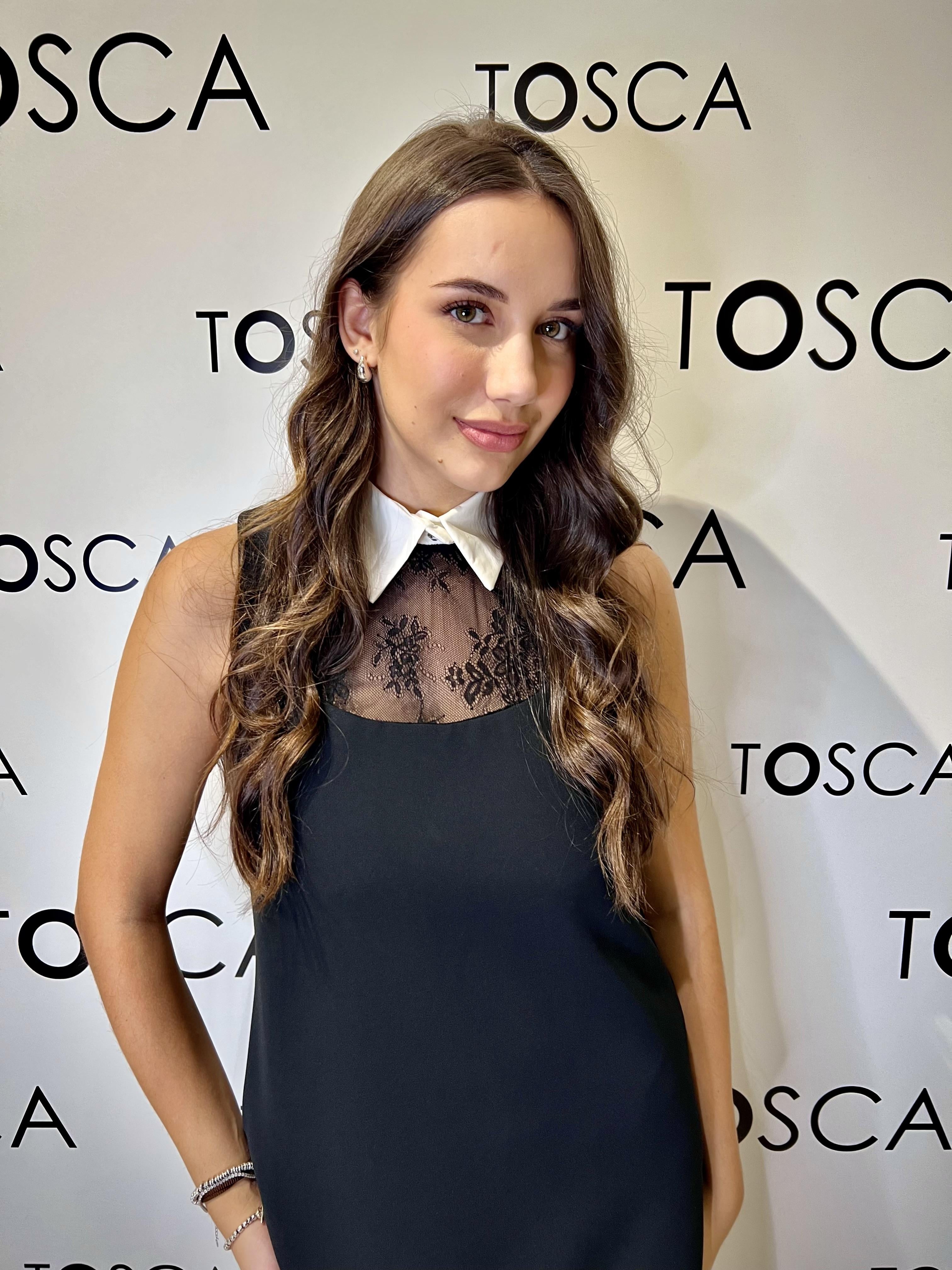 abito collo in contrasto tensione in MN628NERO TENSIONE IN