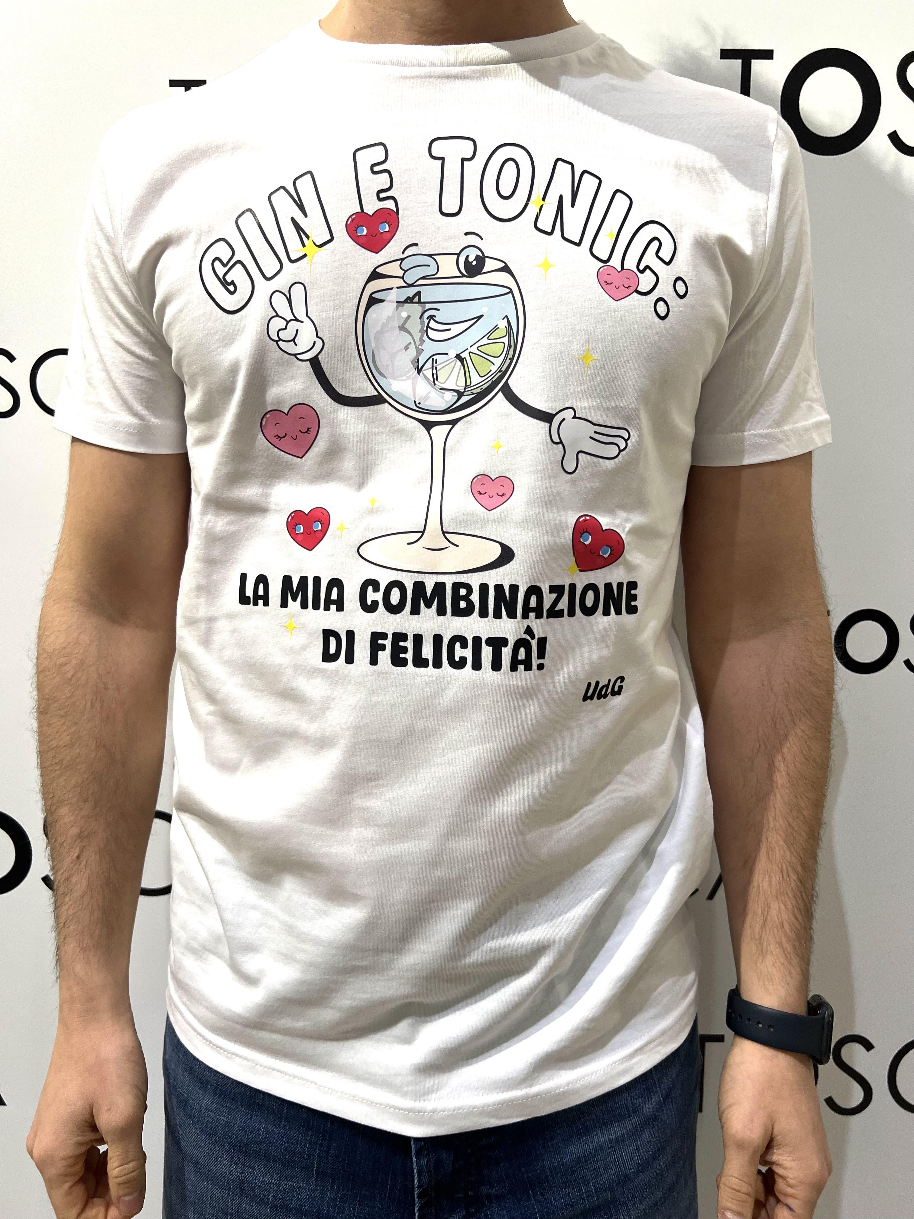 gin t-shirt gin e tonic la mia combinazione di felicità GIN T-SHIRTG&T LA MIA COMBINAZIONE DI FELBIANCO HICONIKA