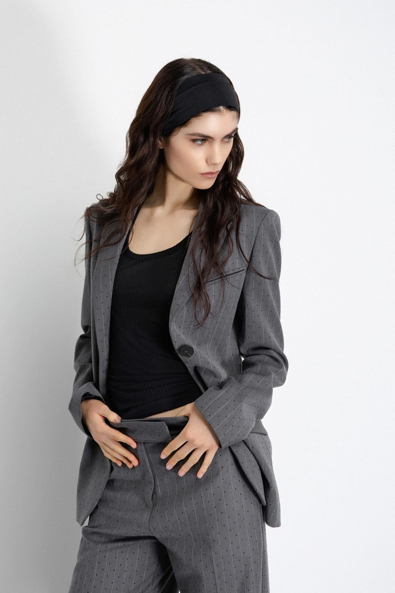 giacca monopetto fit regular slim cin tasche applicate grigio ferro gaëlle paris GAABW06740TMTS0141GRIGIO GAELLE