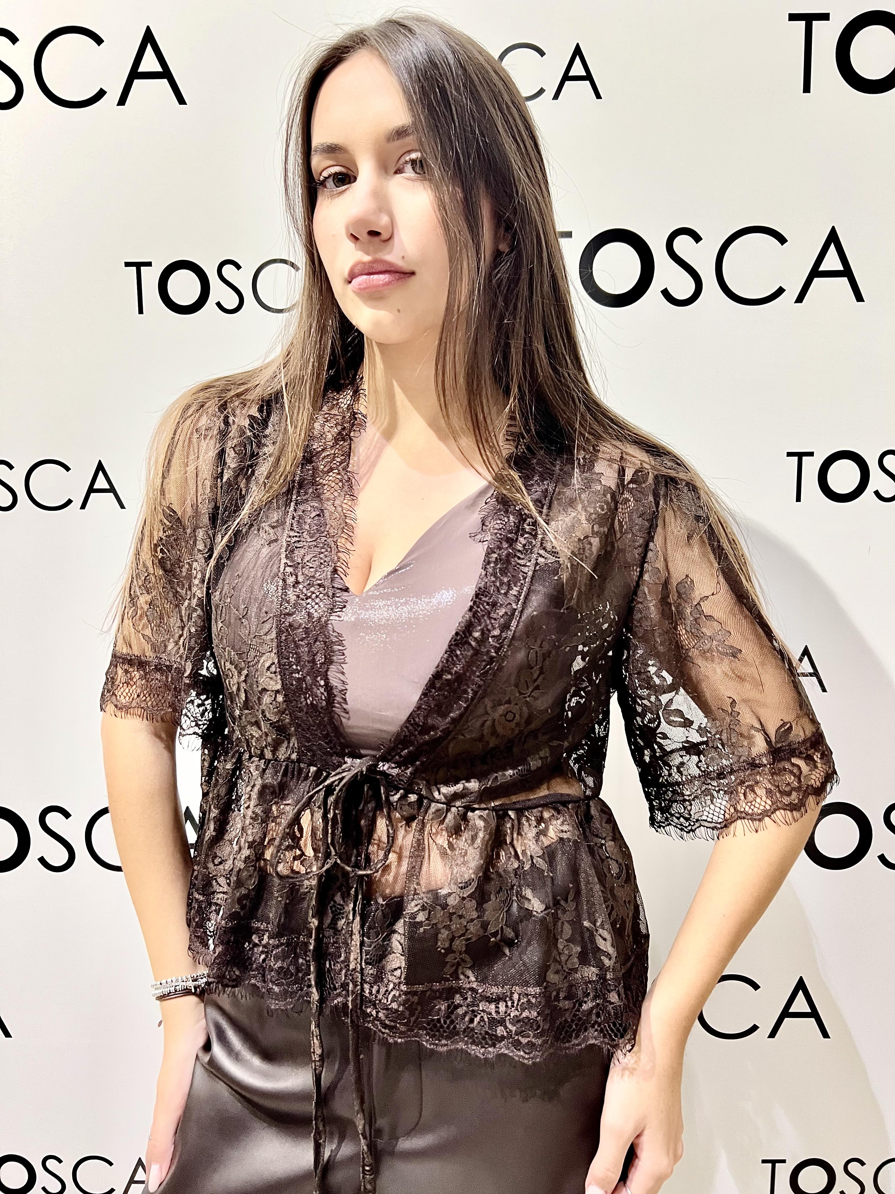 blusa laccio pizzo kontatto YM2021NMARRONE KONTATTO