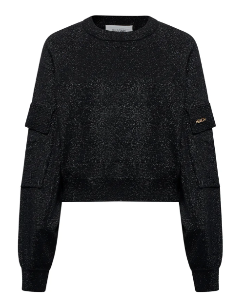 maglia nera con spalla bassa silvian heach GPA25247MANERO SILVIAN HEACH