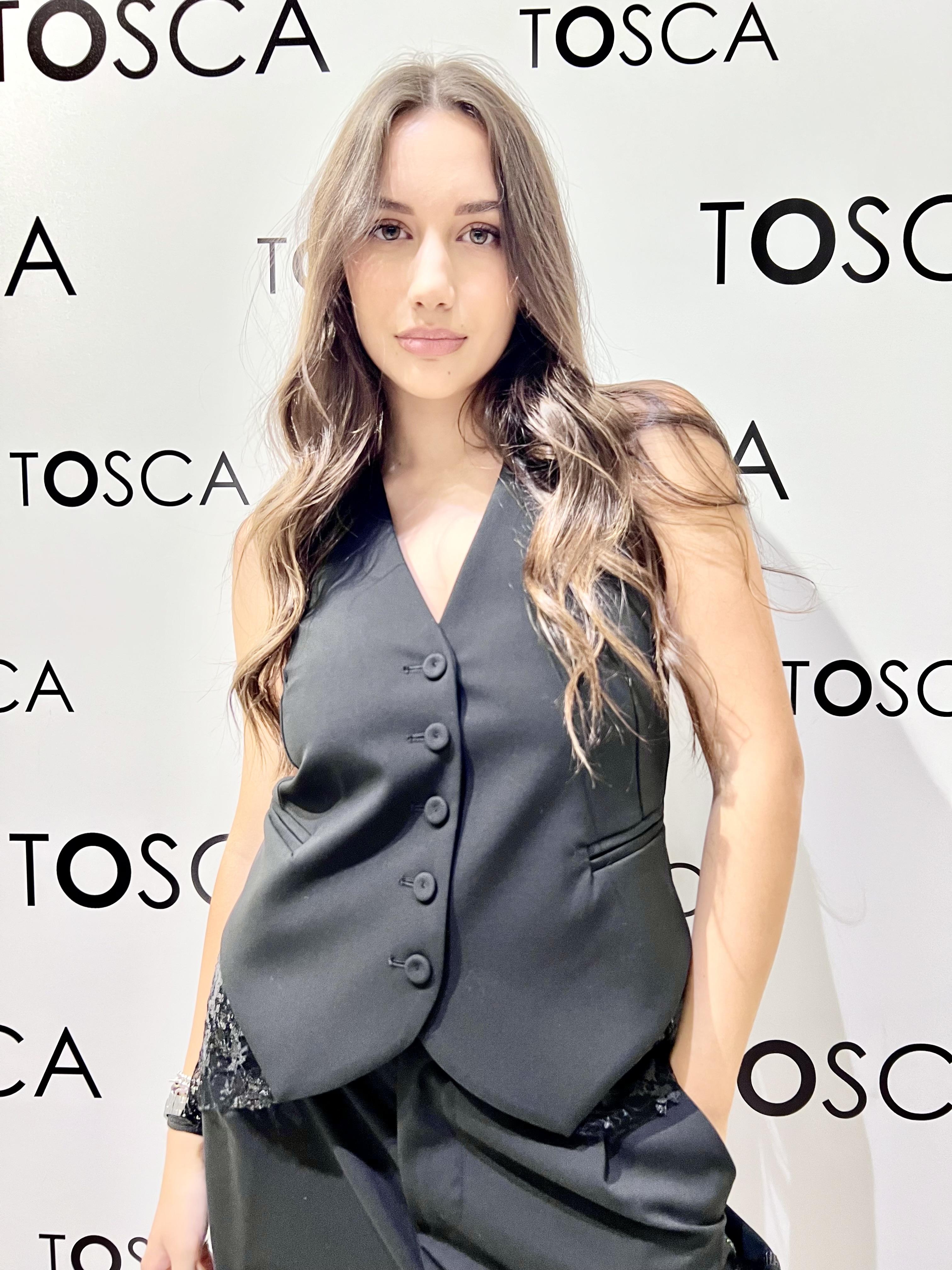 gilet con pizzo M38F1521-DG1106NERO SOUVENIR