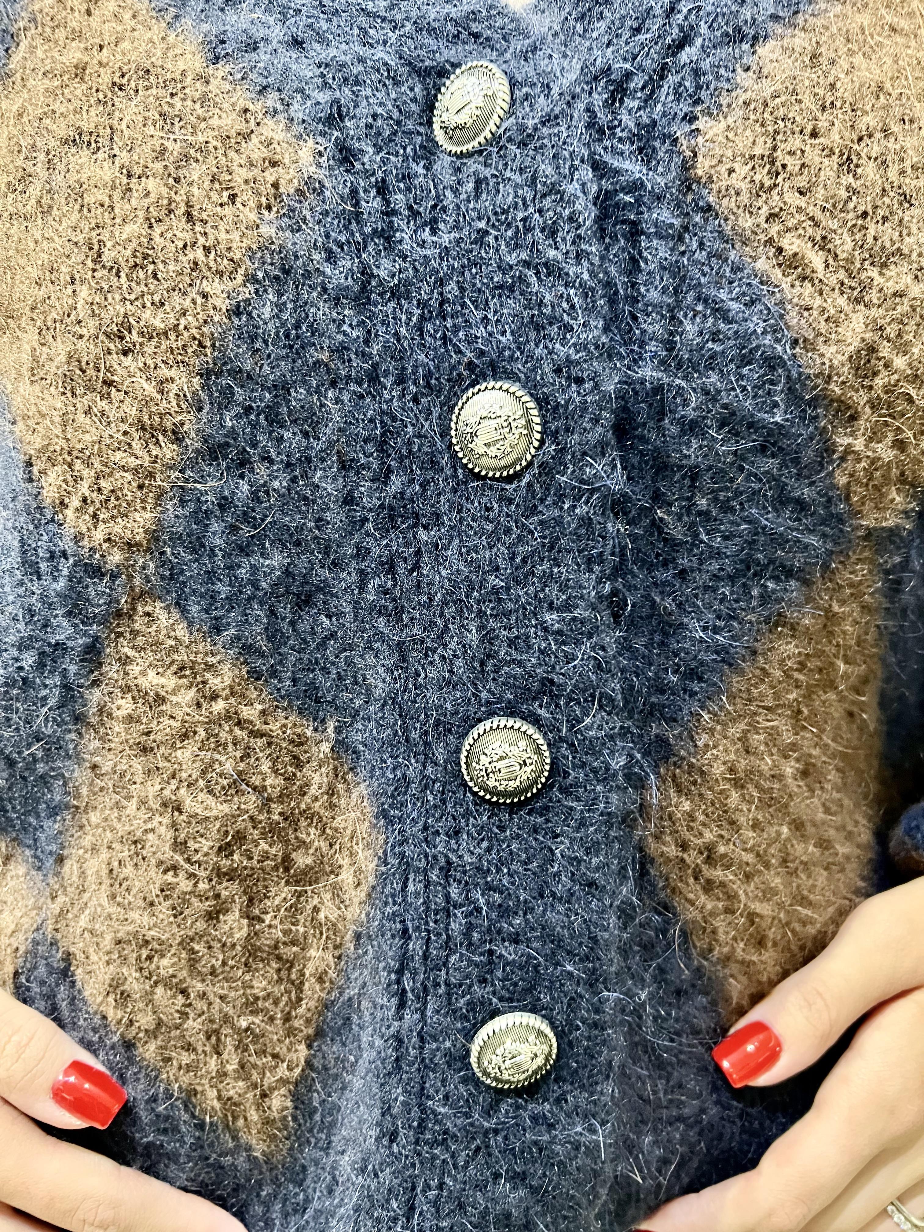 cardiga a rombi S38B1444-28111/GMORO/BLU SOUVENIR