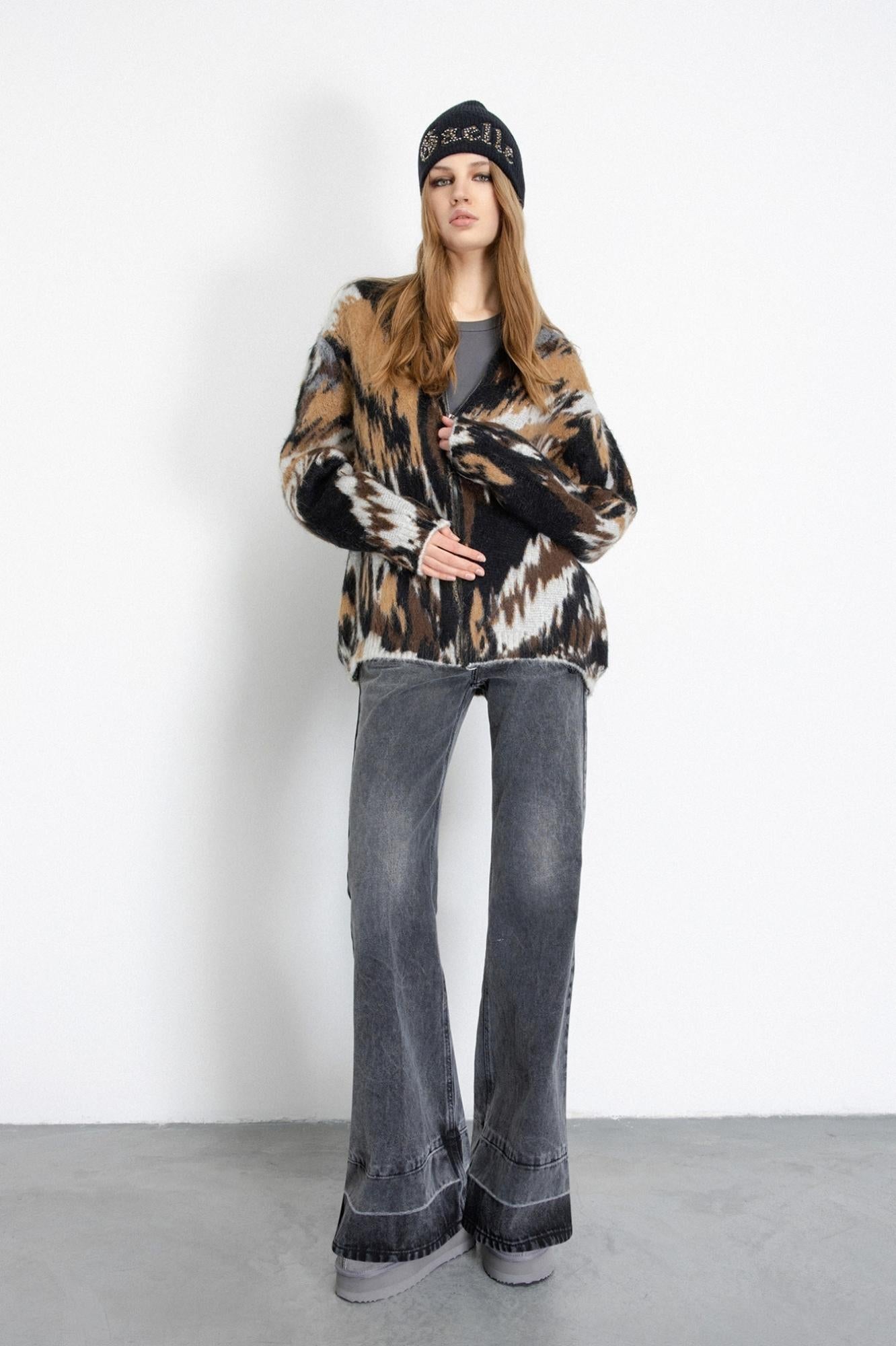 pantalone in denim a palazzo nero gaëlle paris GAABW07901MBFI0002NERO GAELLE