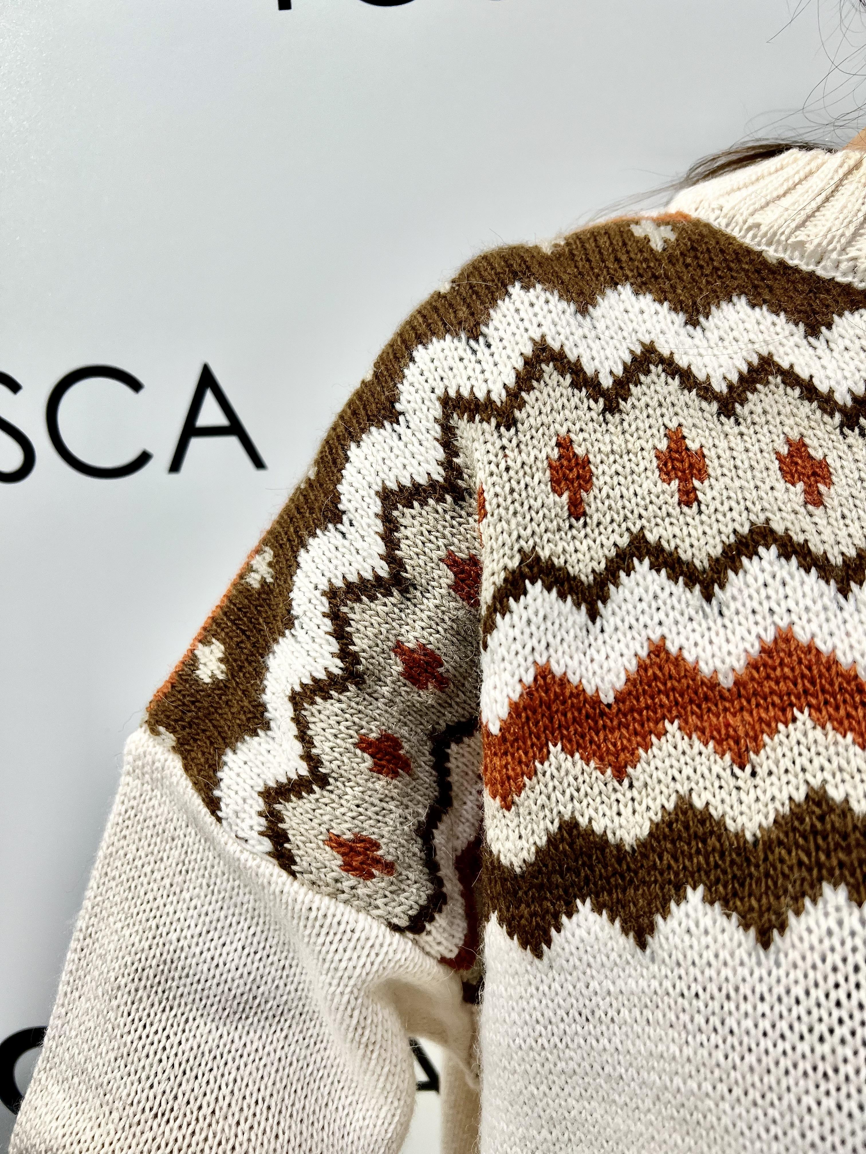 maglia girocollo in fantasia RI9PA106BEIGE ANGELA DAVIS