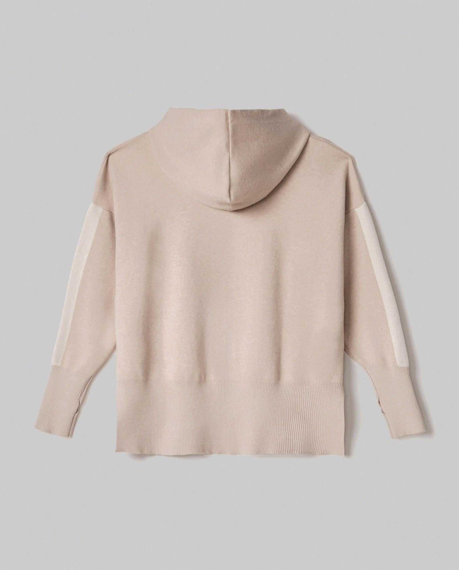maglia cappuccio con bande in contrasto, logo in punto rovescio e buchi ai polsi beige sand hinnominate HMABW02124MTTM0001BEIGE HINNOMINATE
