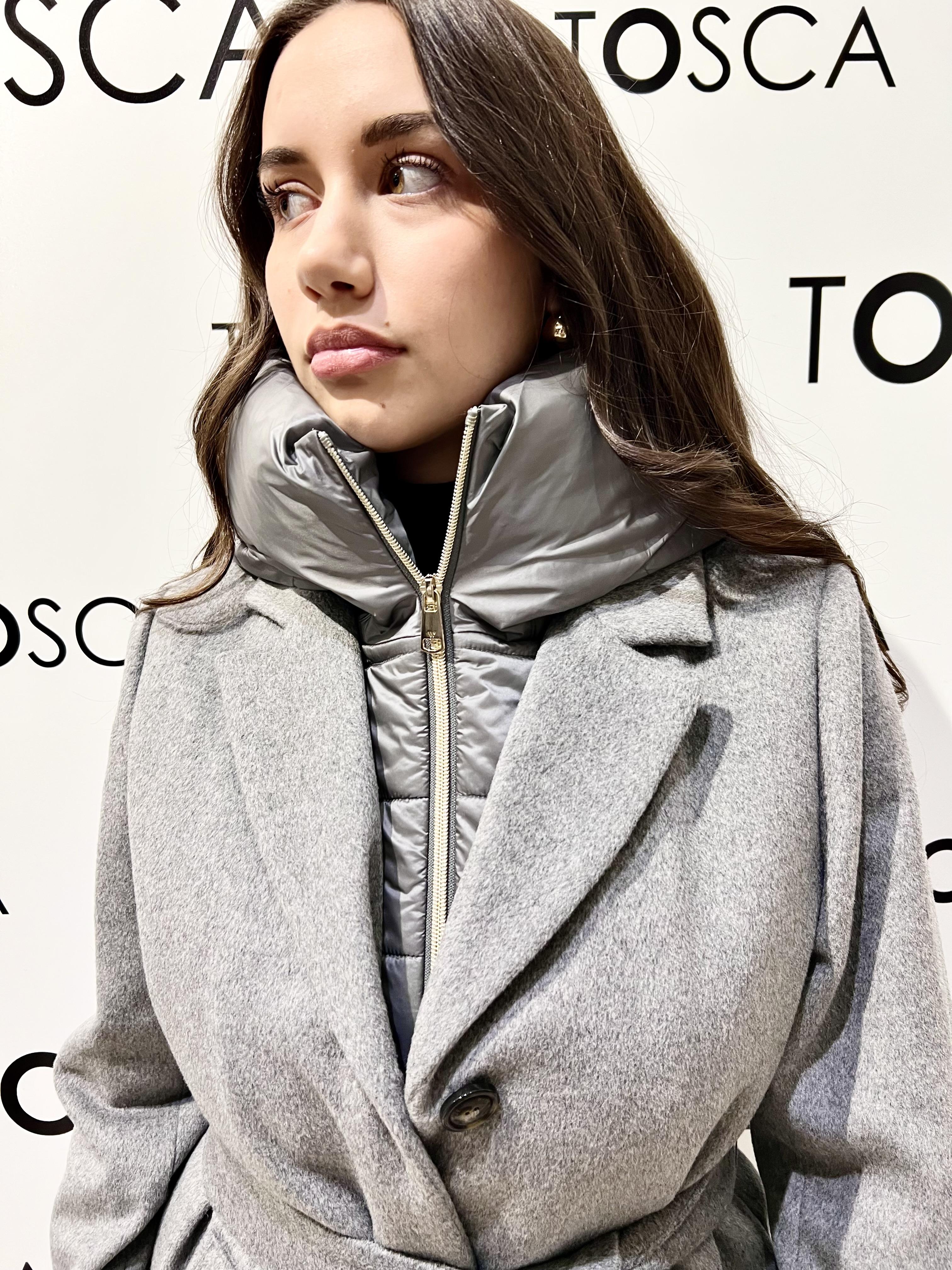 cappotto lungo con pettorina imbottita WW20350GRIGIO WHITE WISE