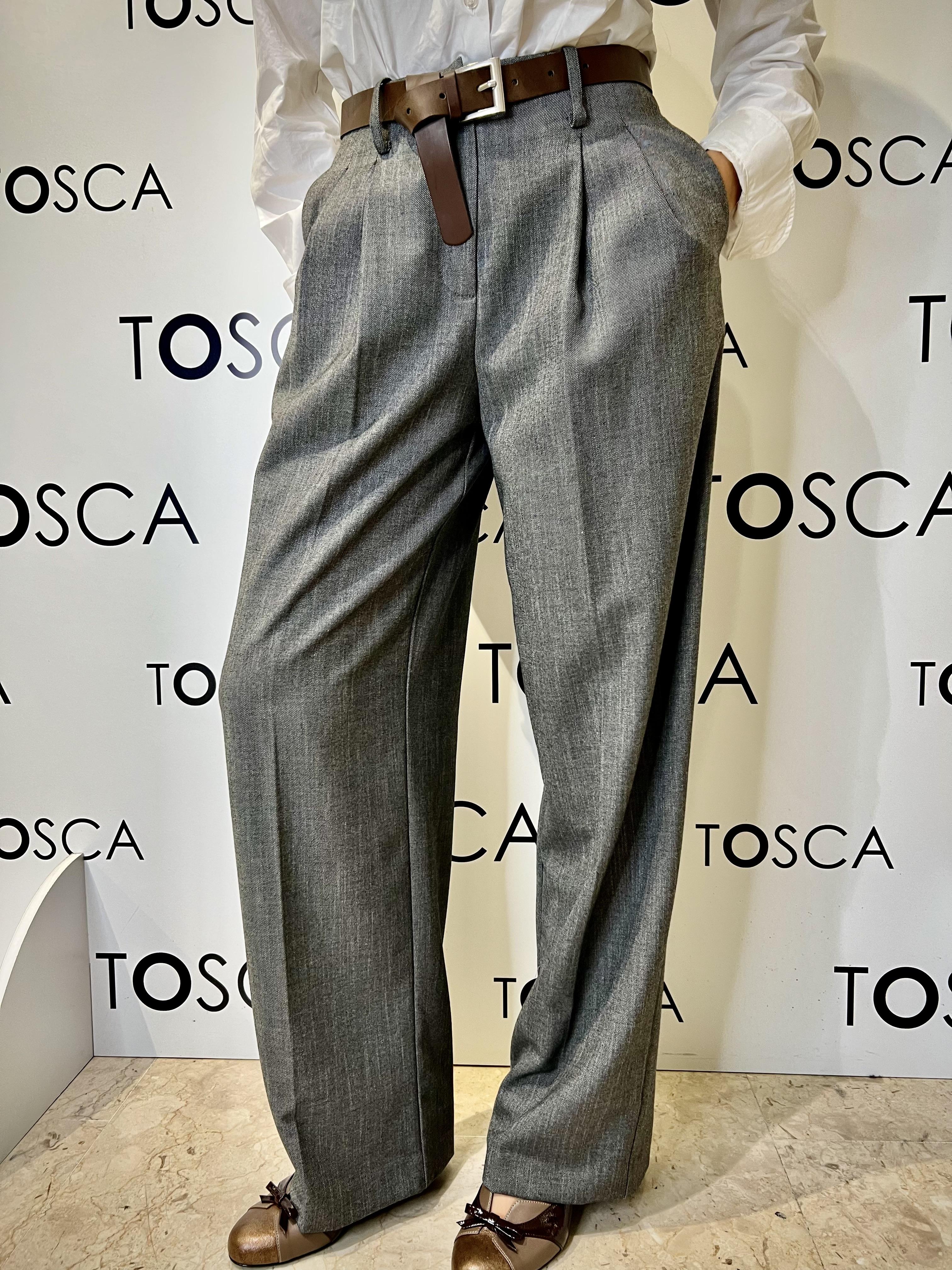 pantaloni larghi con cintura tensione in 26P923GRIGIO TENSIONE IN