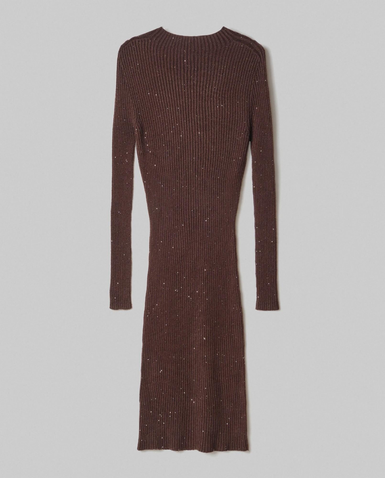 abito lupetto lunghezza al ginocchio in costina con paillettes moro hinnominate HMABW02330MTTM0001MARRONE HINNOMINATE