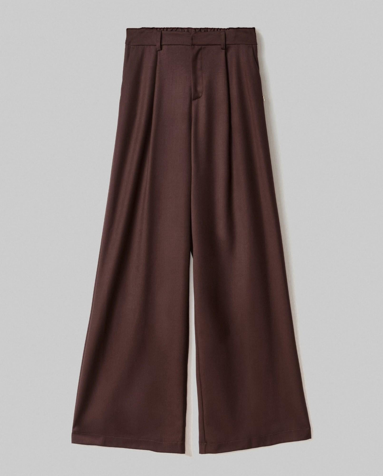 pantalone over in twill con pences e elastico sul dietro hinnominate HMABW02219TMTS0172MARRONE HINNOMINATE