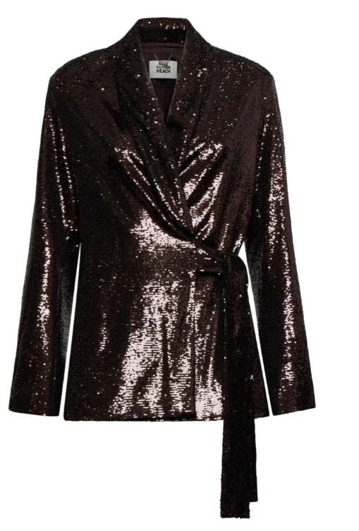 blazer incrociato paillettes silvian heach GPA25483GCMARRONE SILVIAN HEACH