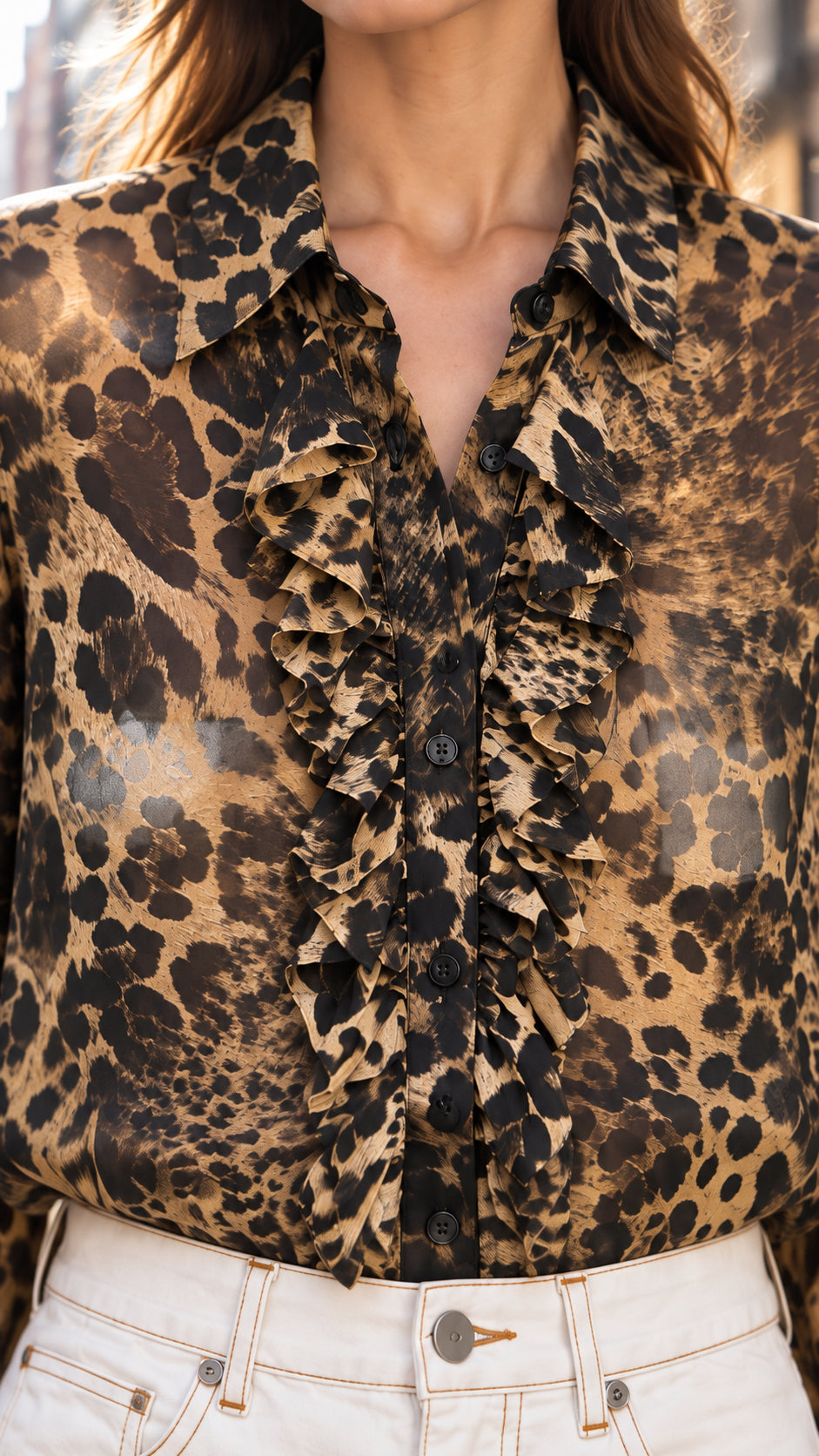 Camicia Gaelle Con Volants In Georgette E Pendaglio 