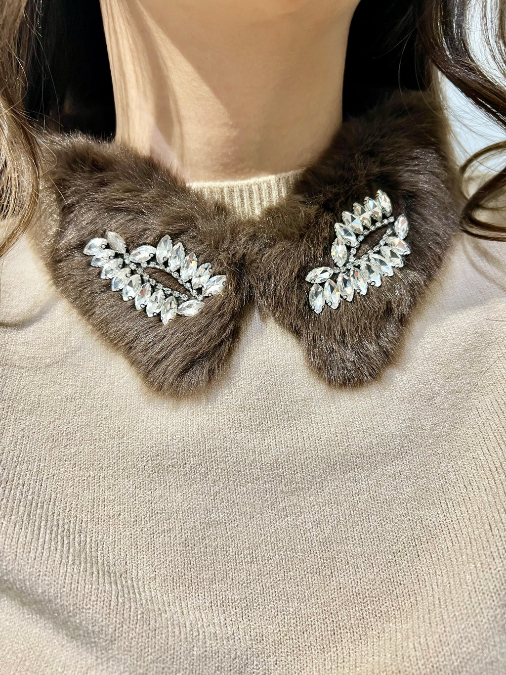maglia con colletto in eco fur angela davis RI9PA66BEIGE ANGELA DAVIS