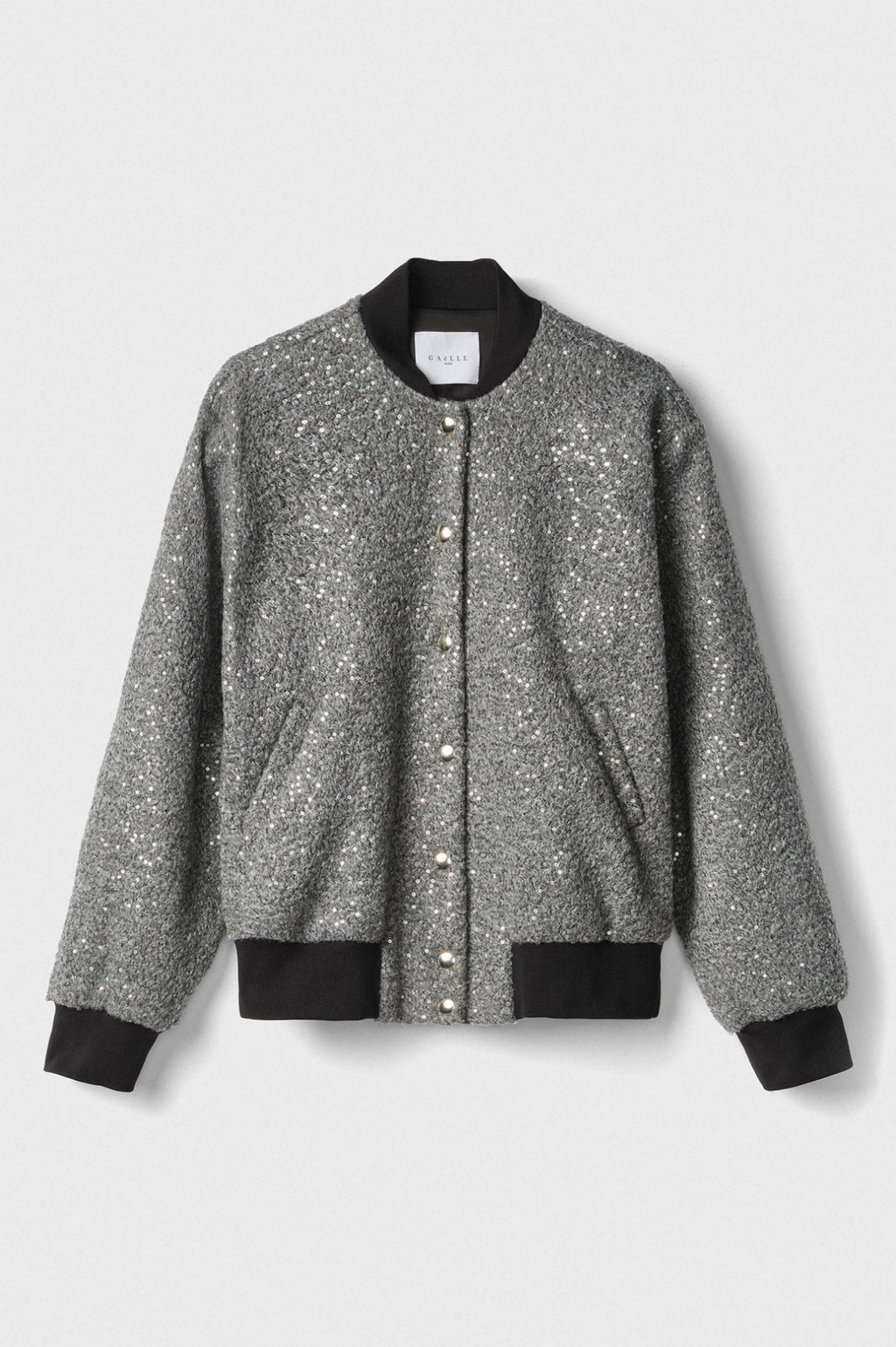 bomber college in panno con paillettes grigio ferro gaëlle paris 