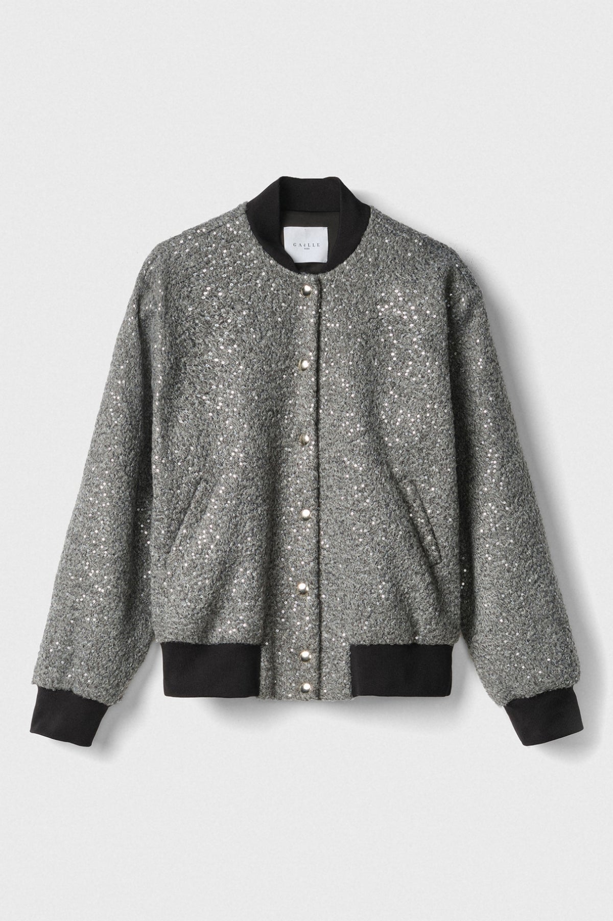 bomber college in panno con paillettes grigio ferro gaëlle paris 