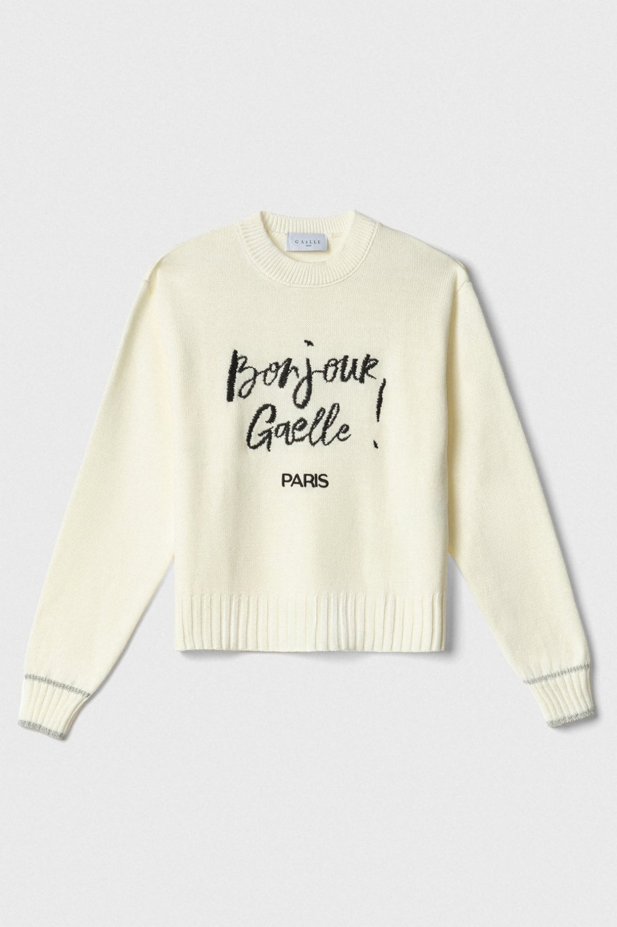 pullover in maglia rasata con ricamo sul davanti burro gaëlle paris 