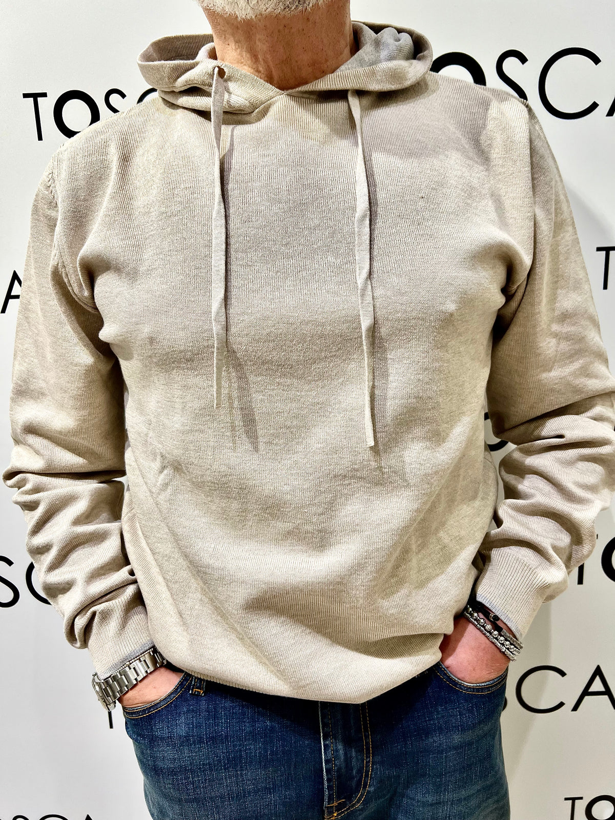 maglia con cappuccio in viscosa MI3177HBEIGE HAMAKI-HO
