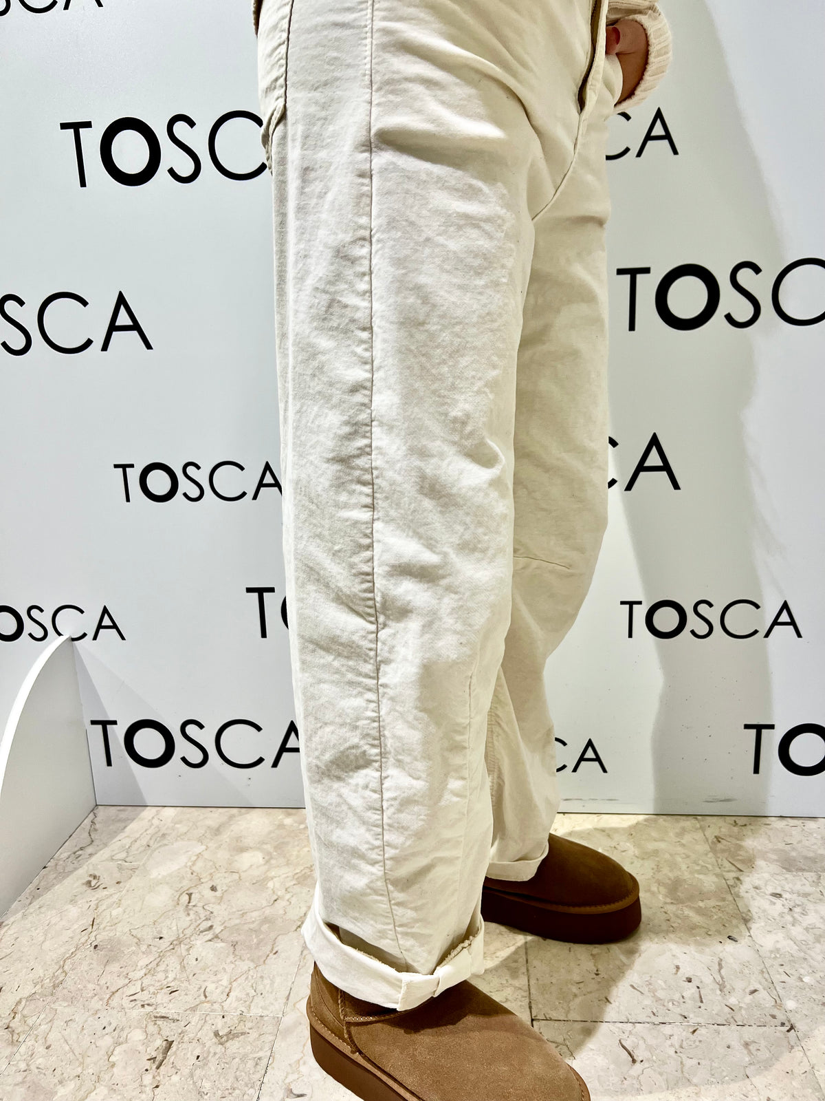 pantaloni in velluto liscio haveone PFW-P270AVORIO HAVEONE