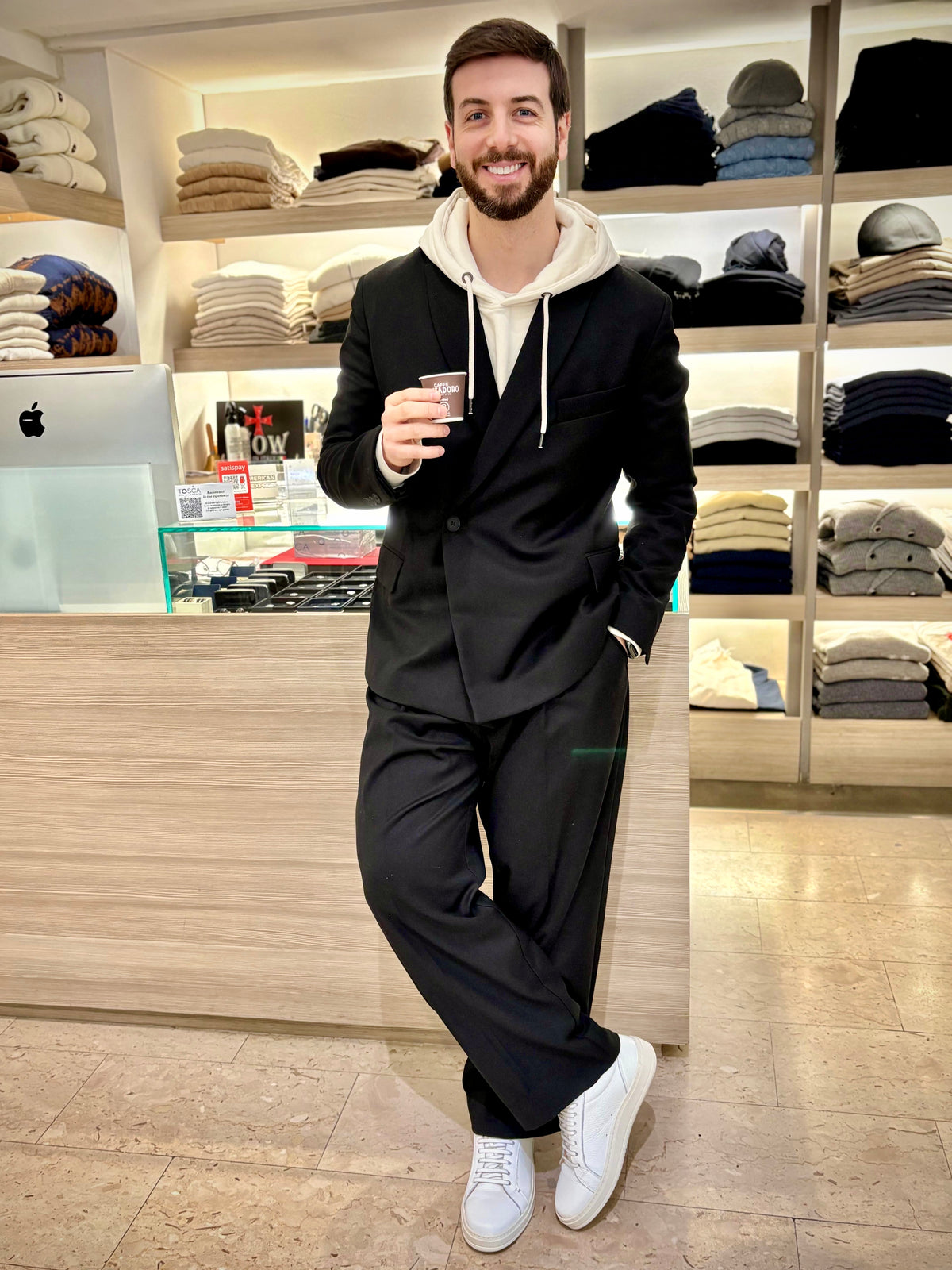 pantalone formale in twill nero hinnominate 