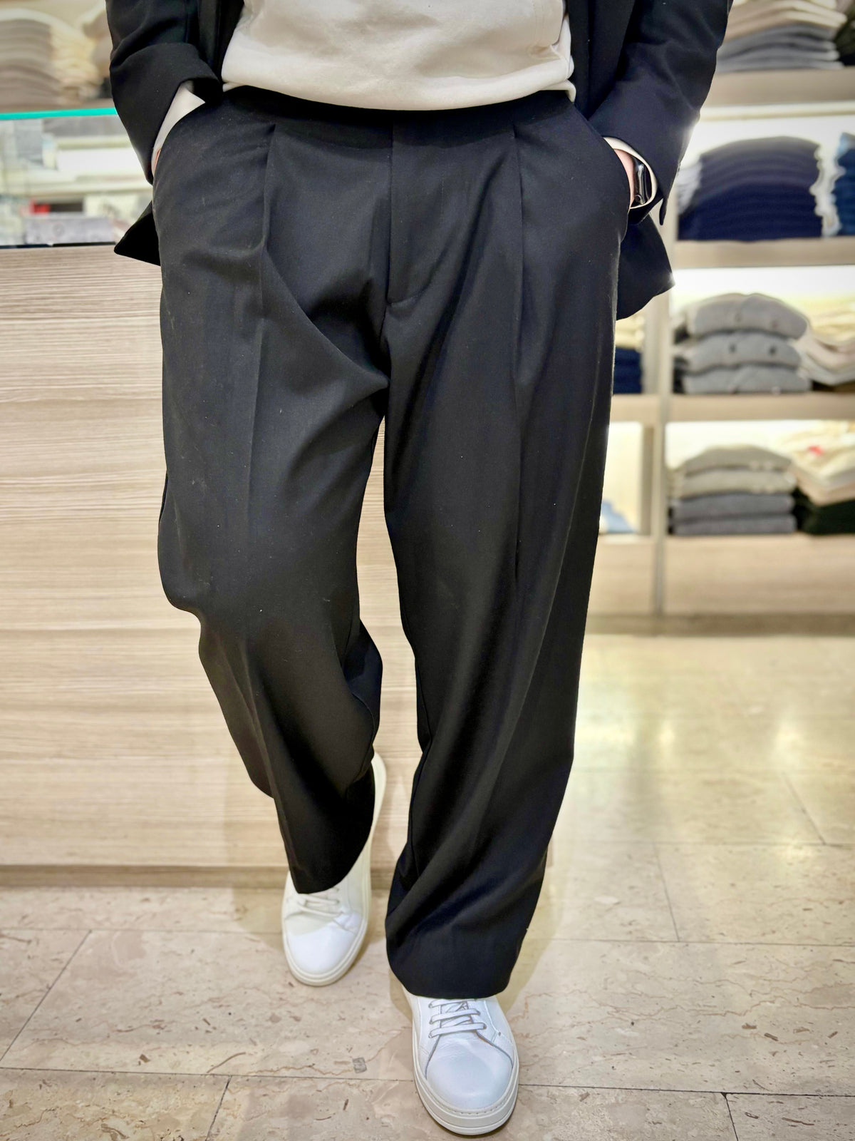 pantalone formale in twill nero hinnominate 