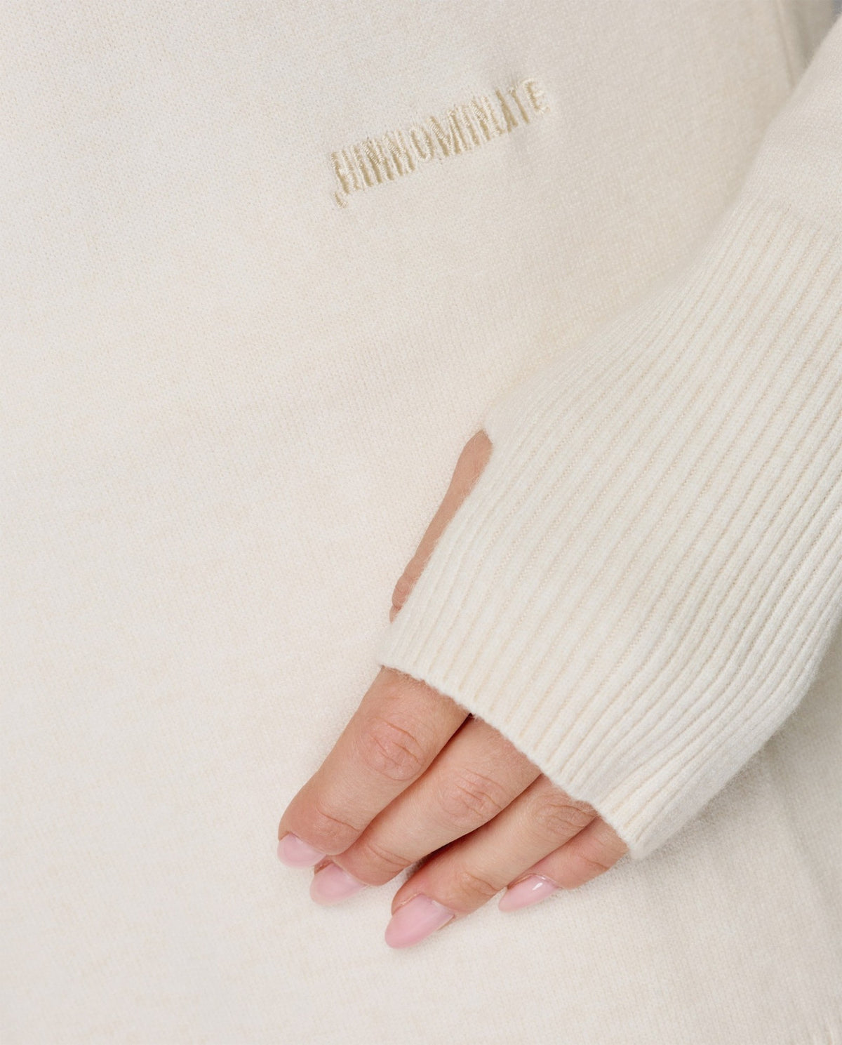 maglia cappuccio raglan con buchi ai polsi bianco burro hinnominate<BR/> 