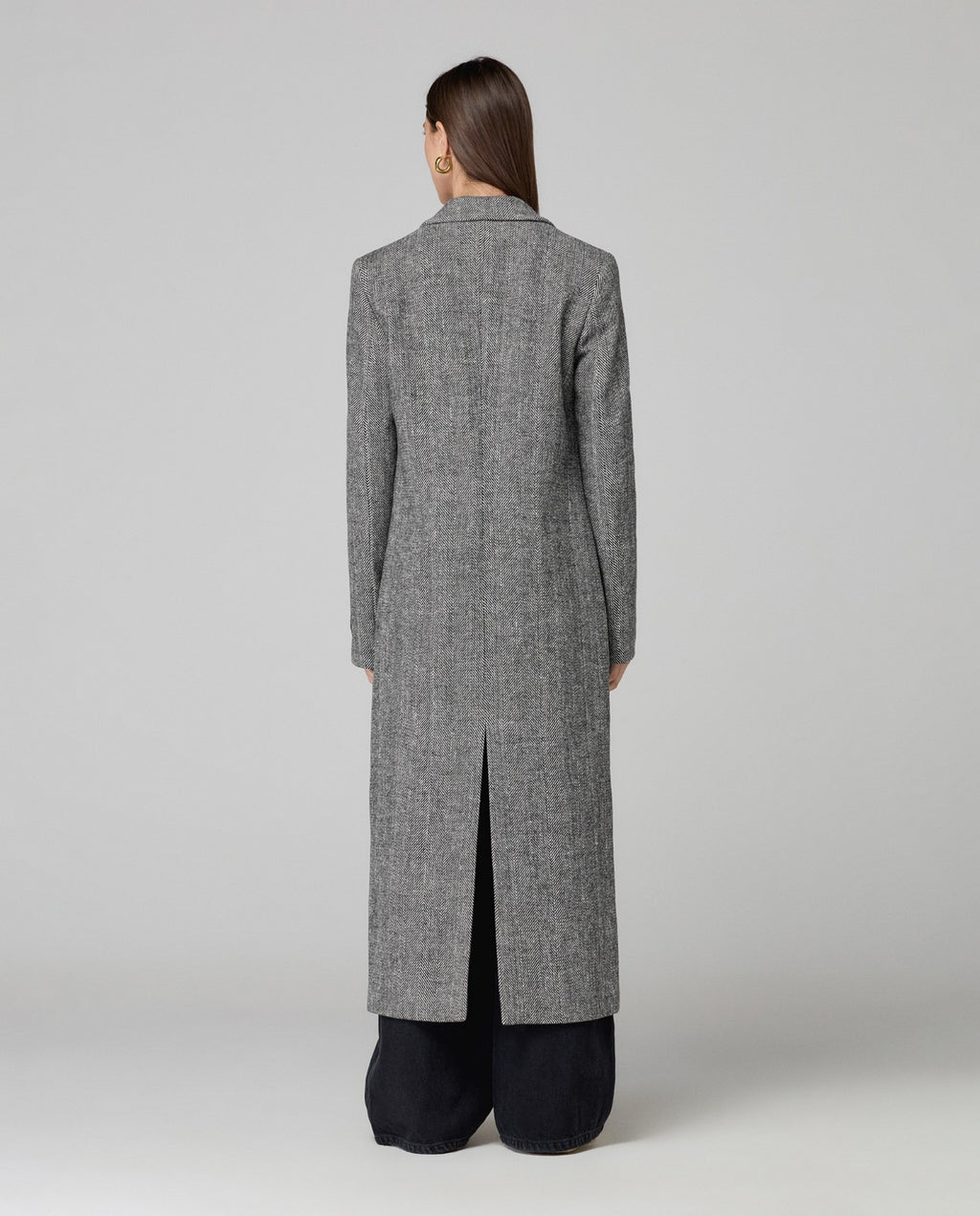 cappotto lungo spigato monopetto nero hinnominate 
