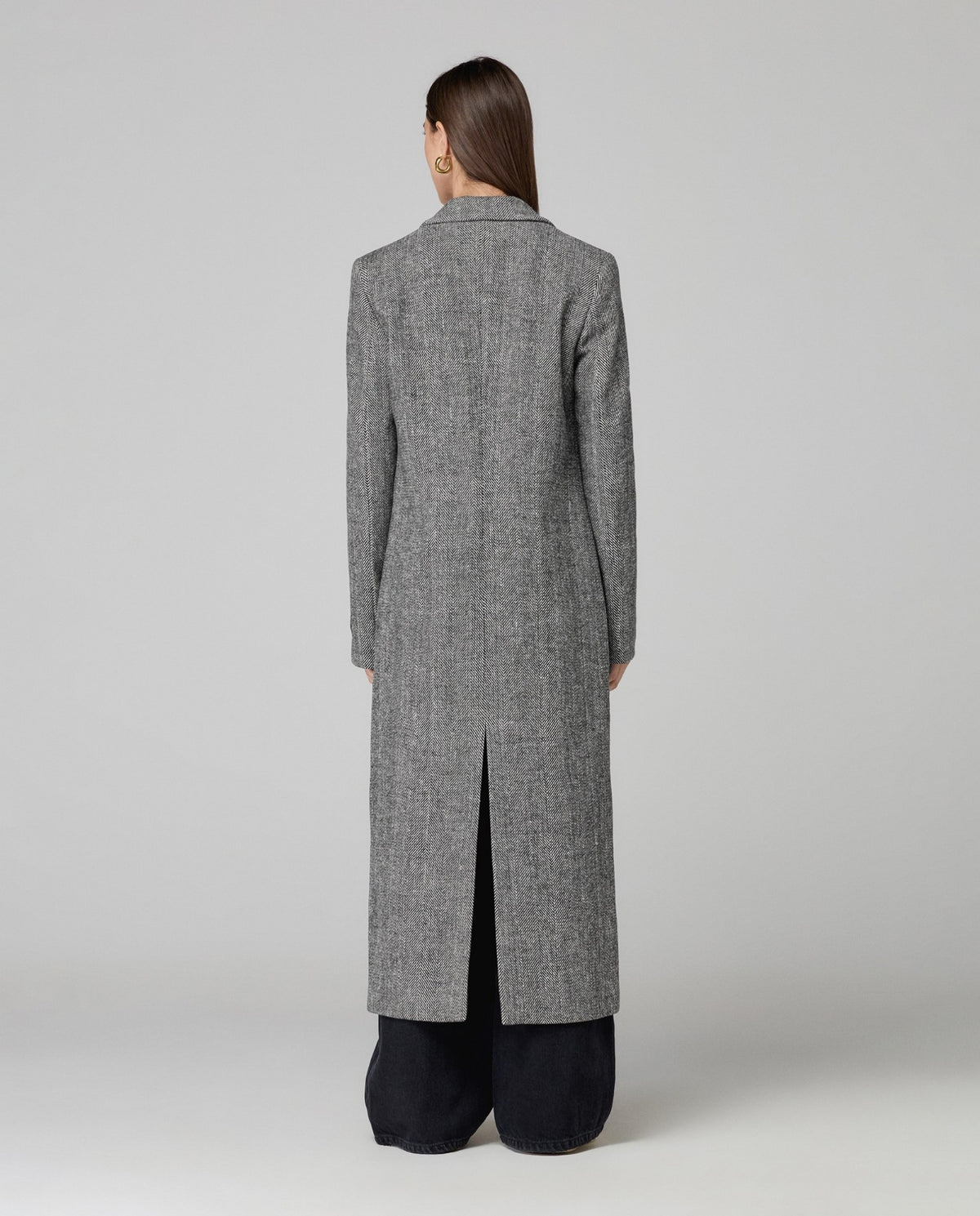 cappotto lungo spigato monopetto nero hinnominate 