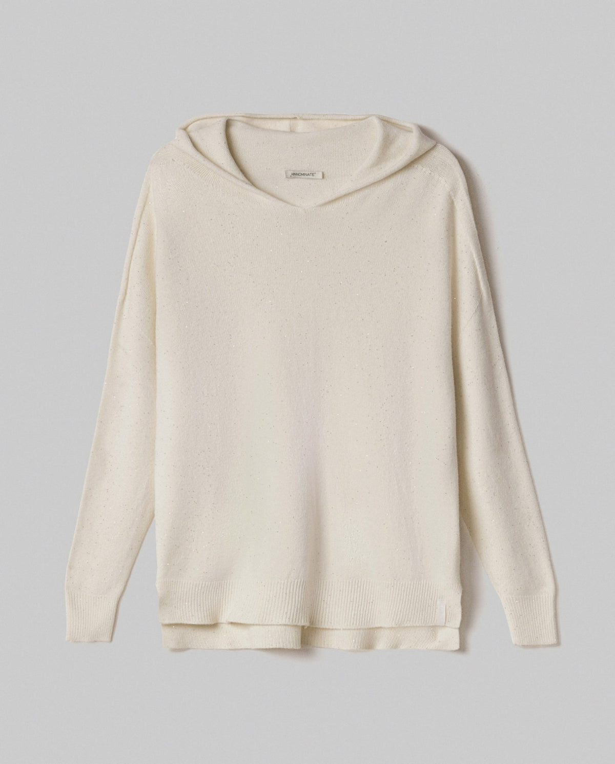 maglia cappuccio con paillettes piu' lunga sul dietro hinnominate 