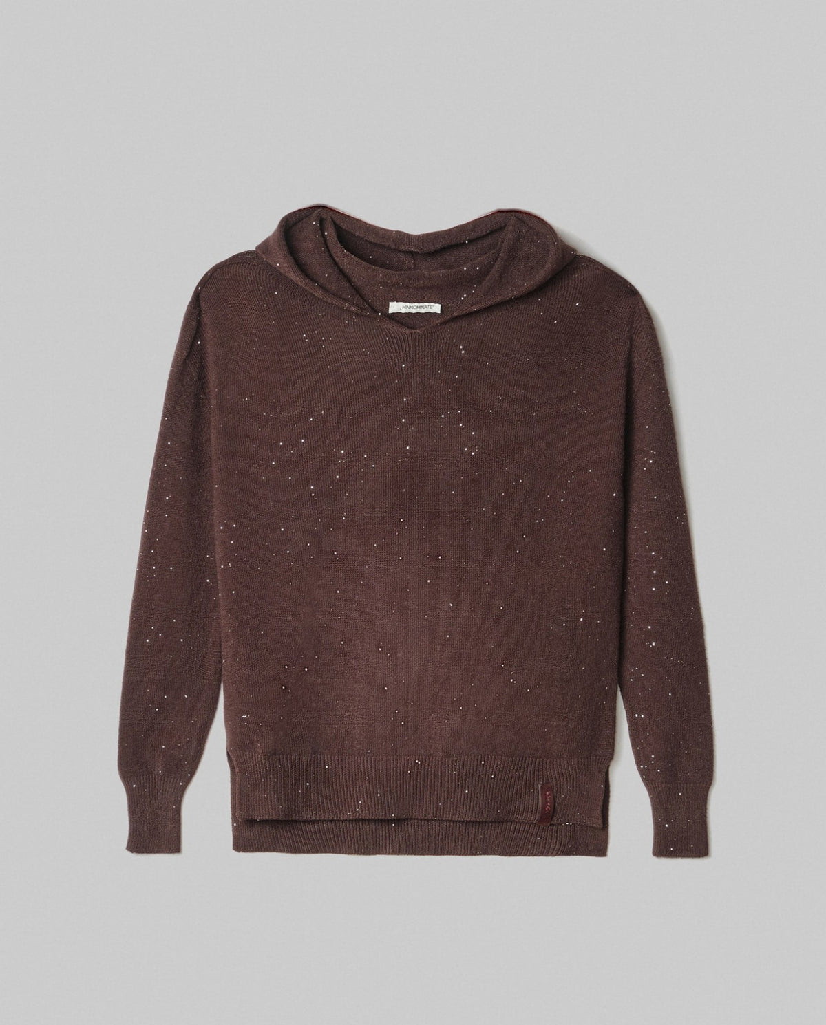 maglia cappuccio con paillettes piu' lunga sul dietro hinnominate 