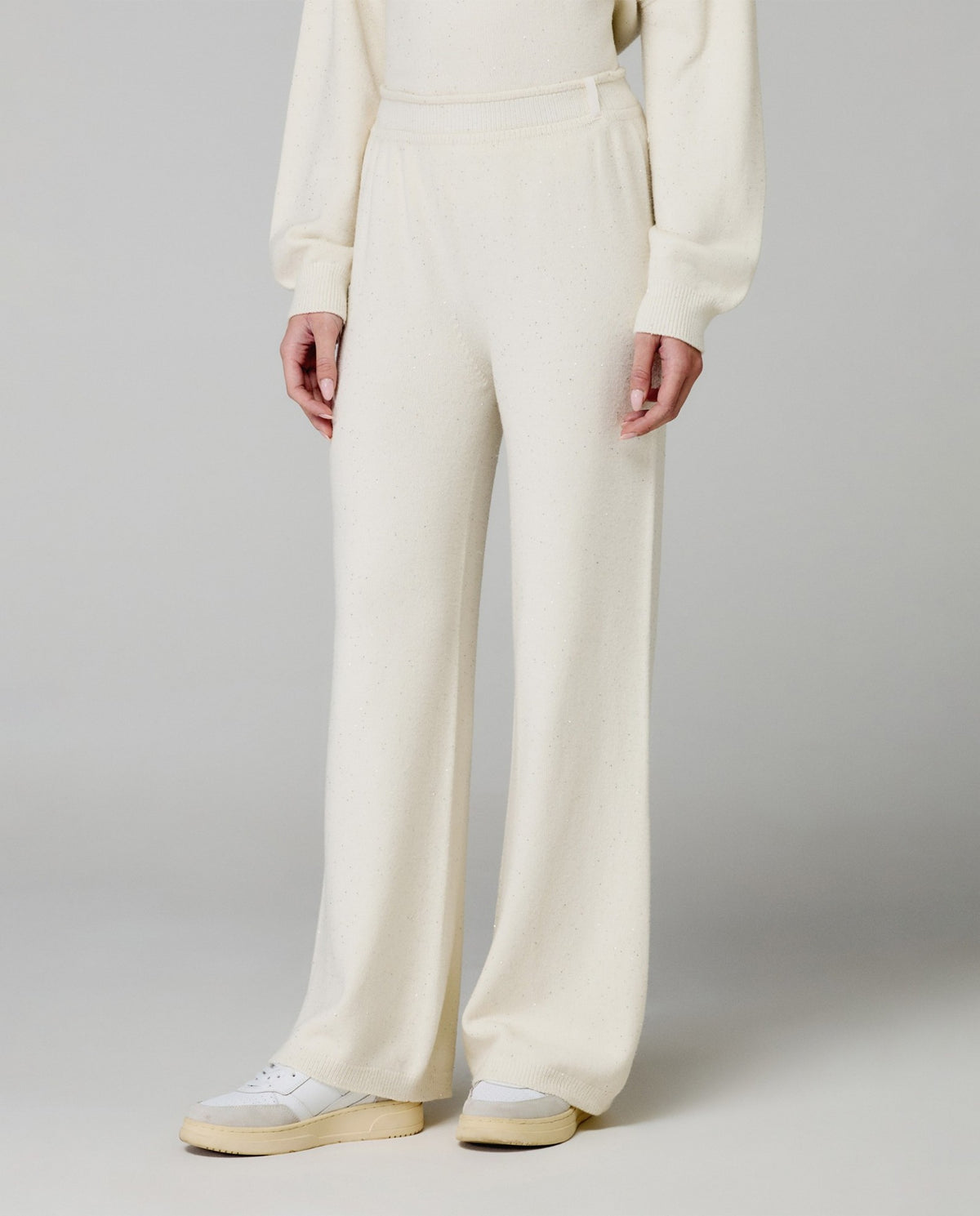 pantalone dritto in maglia con paillettes hinnominate 