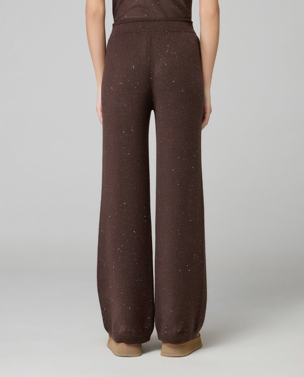 pantalone dritto in maglia con paillettes hinnominate 