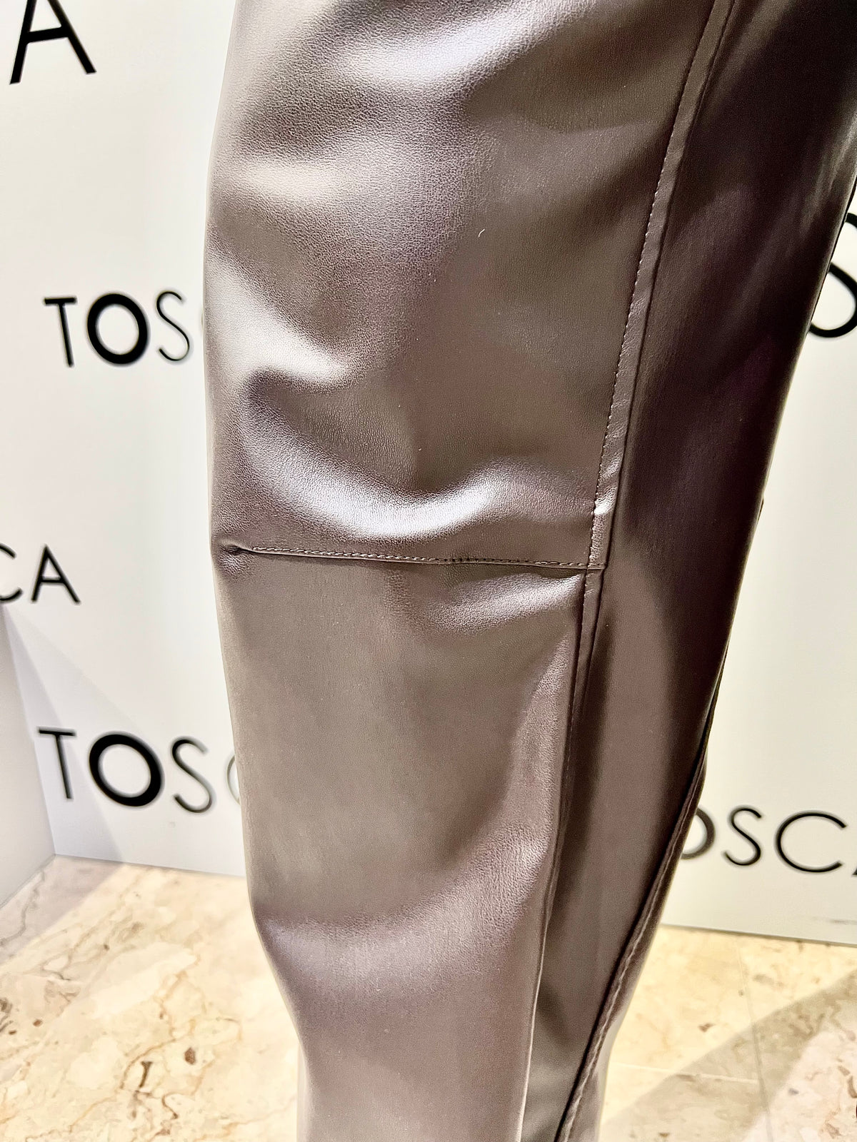 pantalone barrel ecopelle 