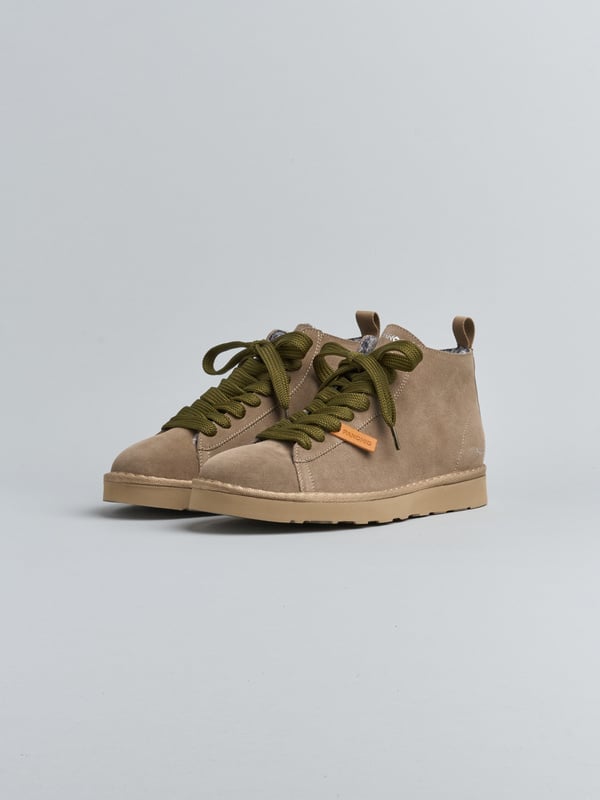 polacchino p001 uomo in camoscio foderato in faux fur noce-militare P001 ANKLE BOOTSUEDE FAUX FUR LININGWALNUT-MILITARY OLIVE PANCHIC