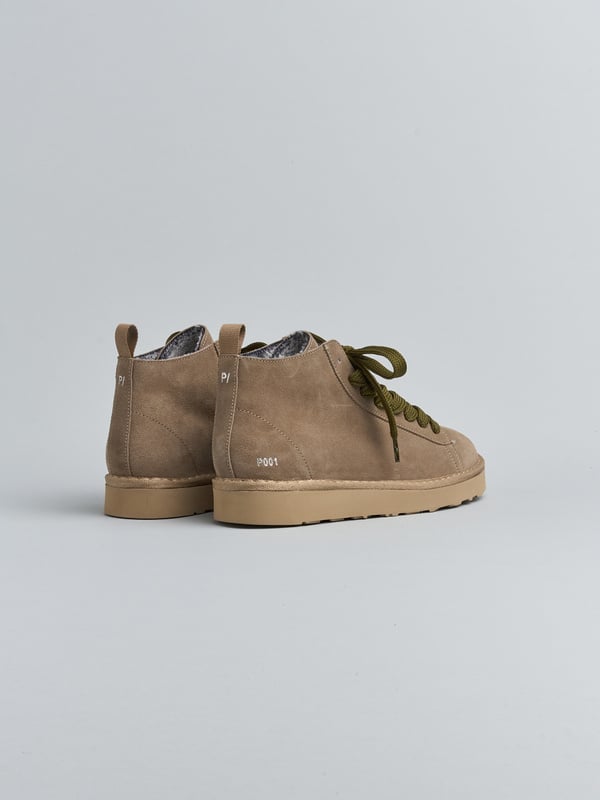 polacchino p001 uomo in camoscio foderato in faux fur noce-militare P001 ANKLE BOOTSUEDE FAUX FUR LININGWALNUT-MILITARY OLIVE PANCHIC