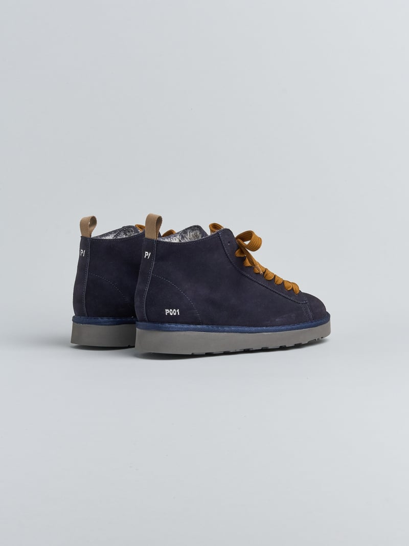 polacchino p001 uomo in camoscio foderato in faux fur blu space-brown sugar.1 P01 ANKLE BOOTSUEDE FAUX FUR LININGSPACE BLUE-BROWN SUGAR PANCHIC