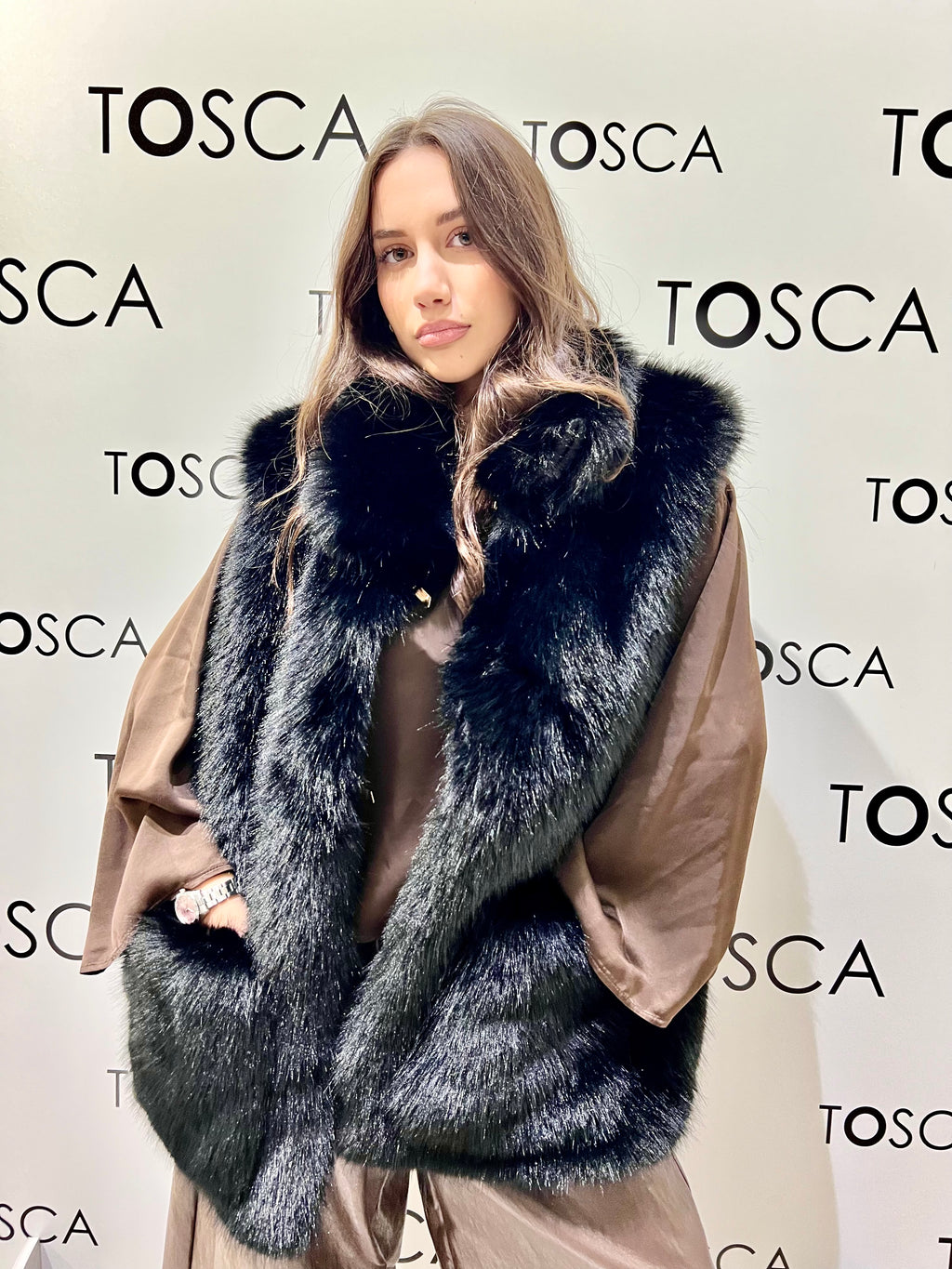 Gilet in ecopelliccia M38F1309-AP1161NERO SOUVENIR